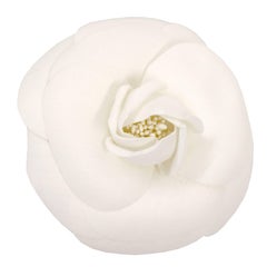 2000s Chanel White Fabric Camellia Lapel Pin