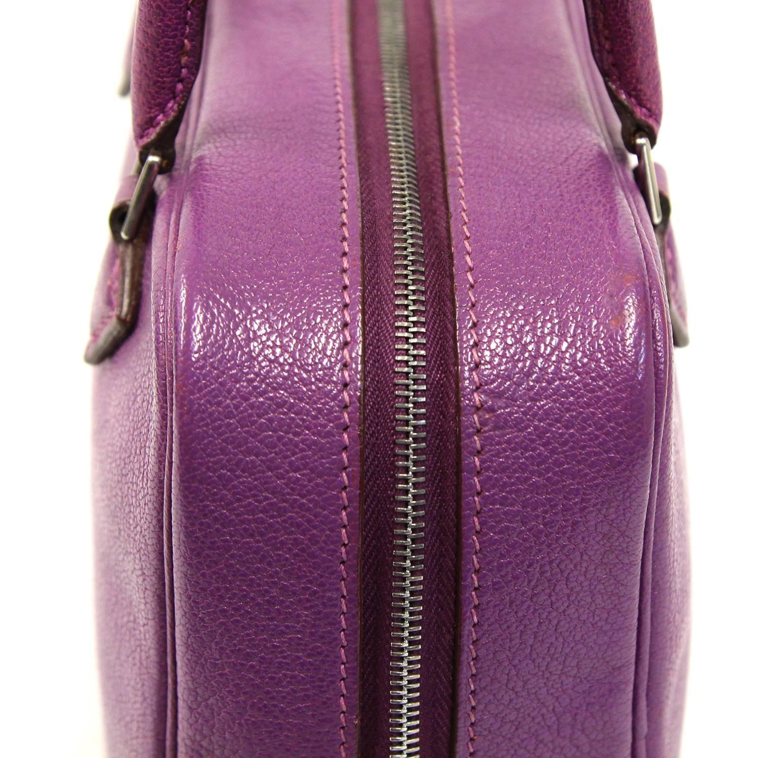 Gray 2000s Hermès Purple Leather Hand Bag