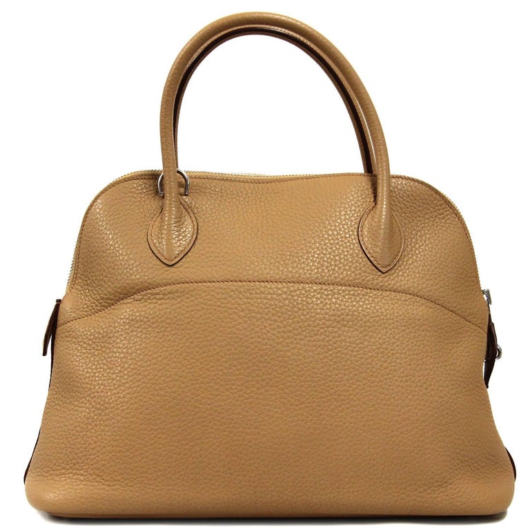 2000s Hermès Camel Taurillon Clemence Leather Bolide Bag at 1stDibs