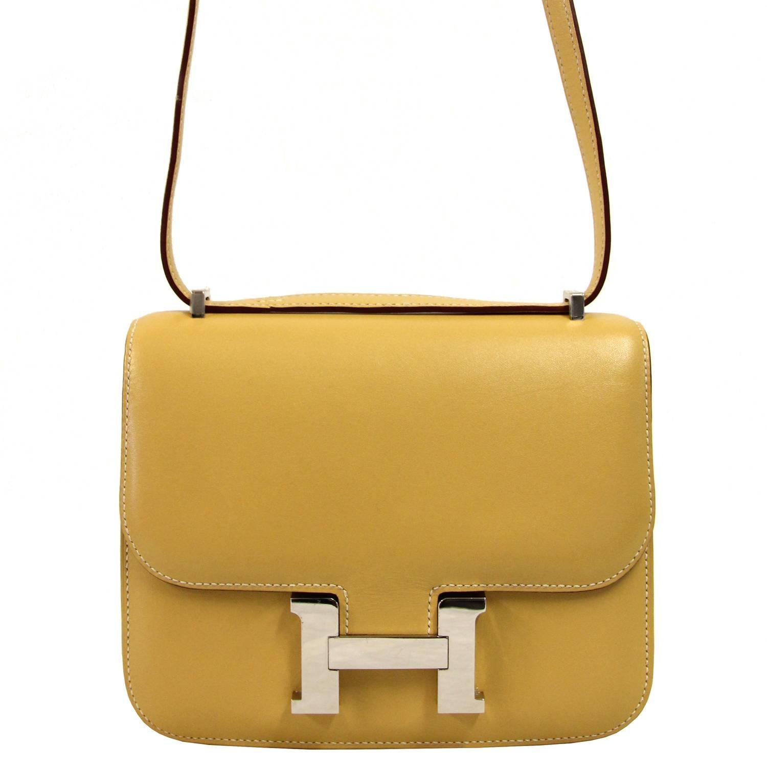2000s Hermès Mustard Leather Constance Bag