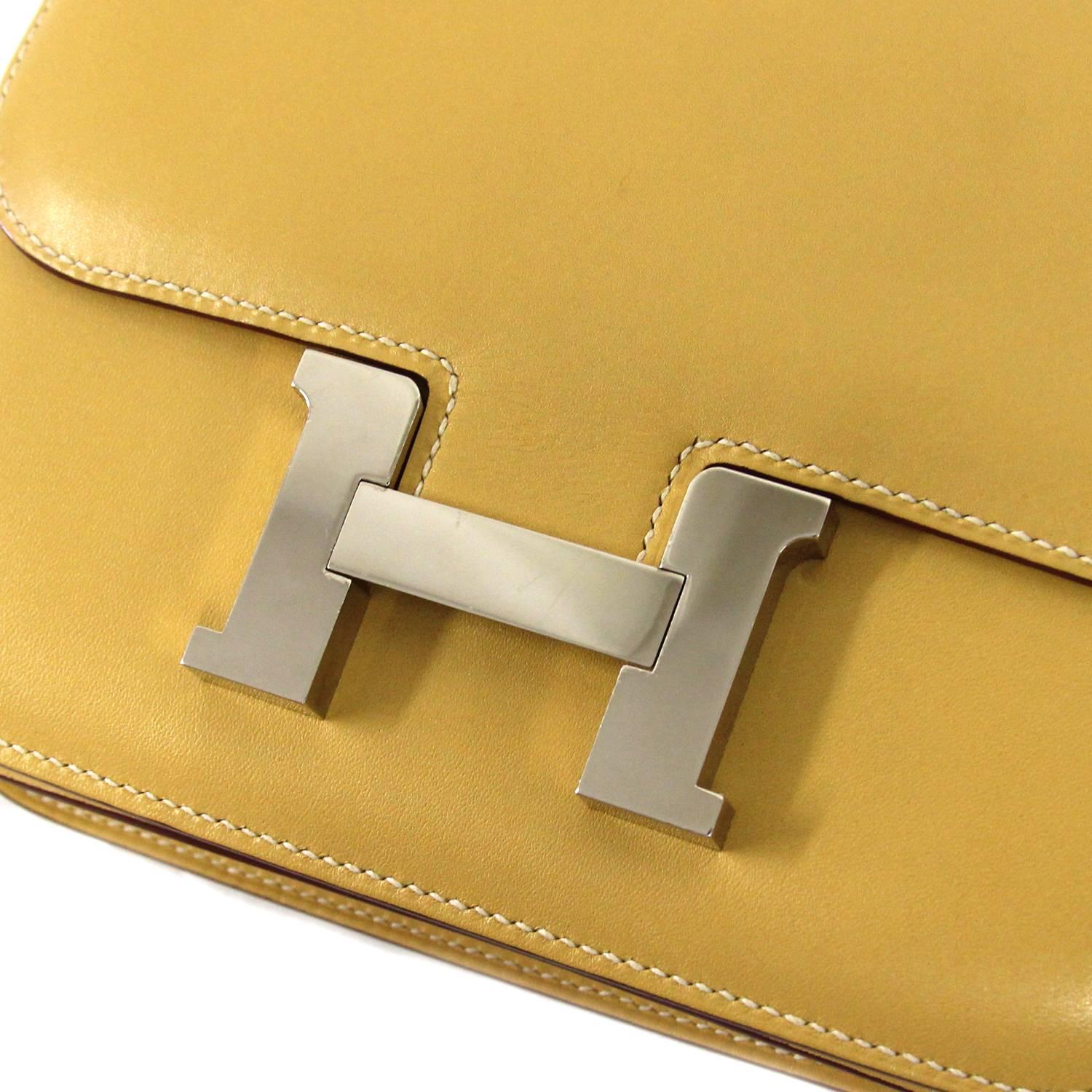 Women's 2000s Hermès Mustard Leather Constance Bag