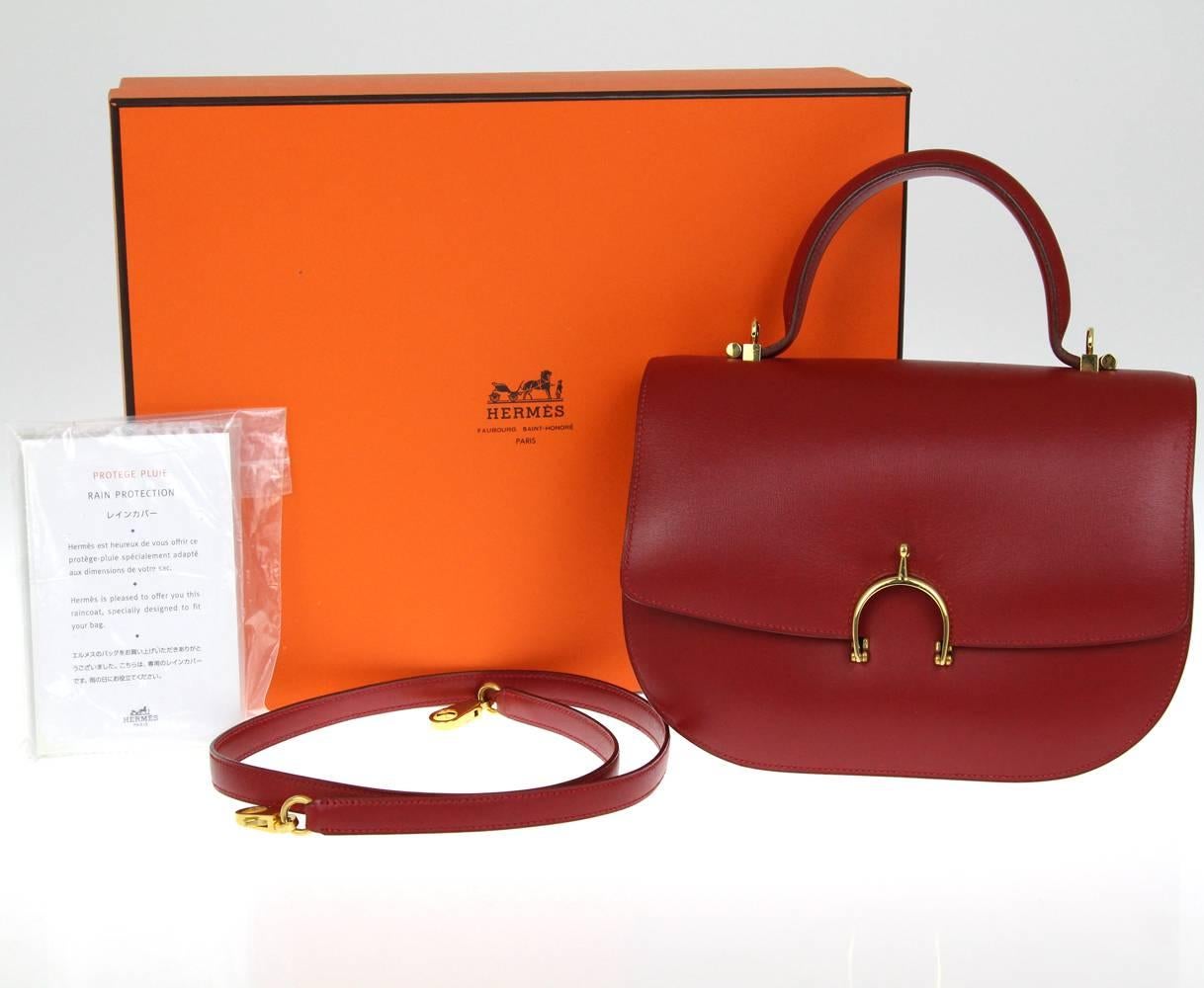 1990s Hermès Red Leather Air Cabal Stirrup Bag 4