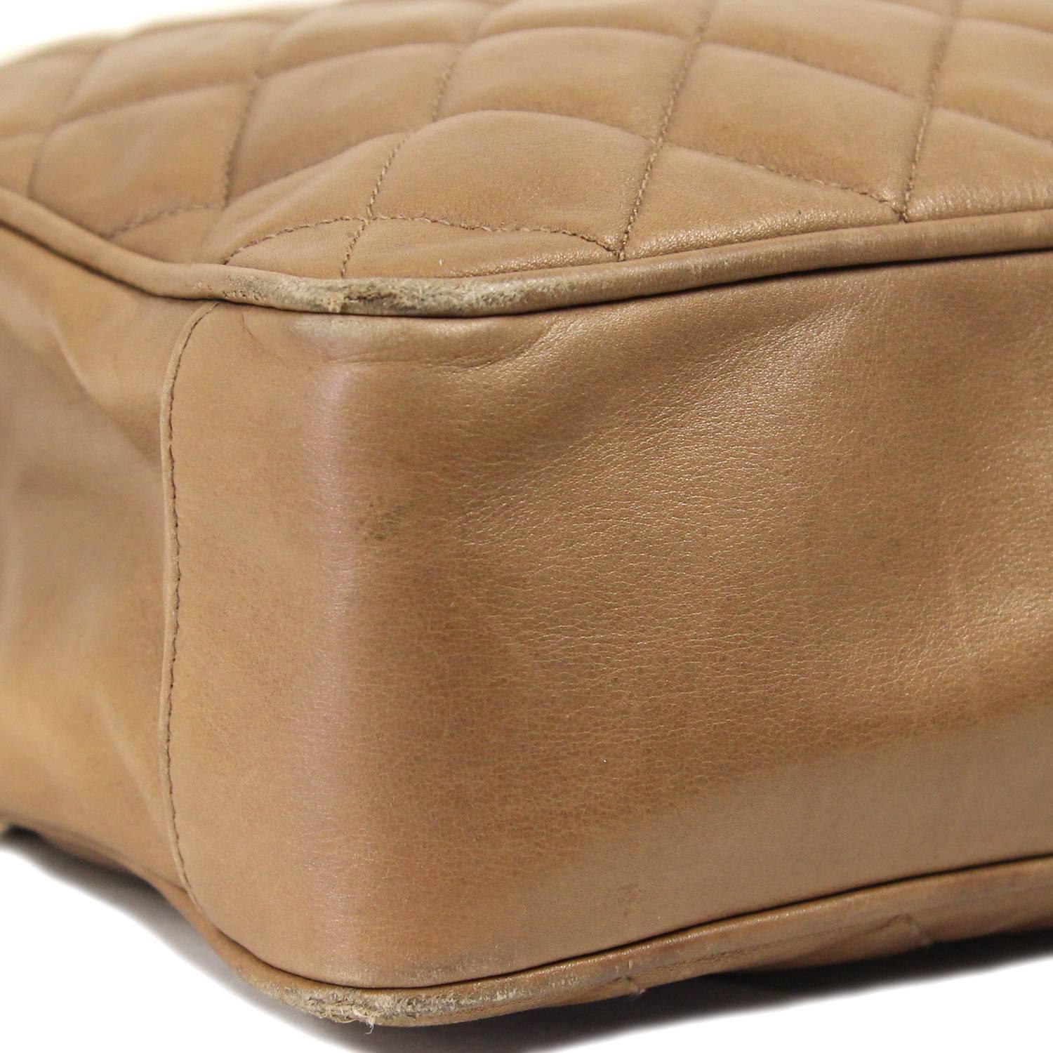 1990s Chanel Brown Leather Matelassé Bag 5