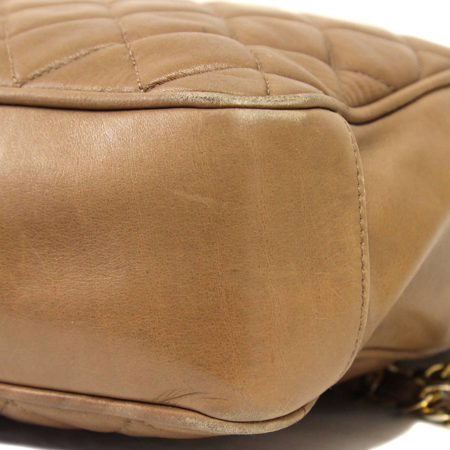 1990s Chanel Brown Leather Matelassé Bag 4