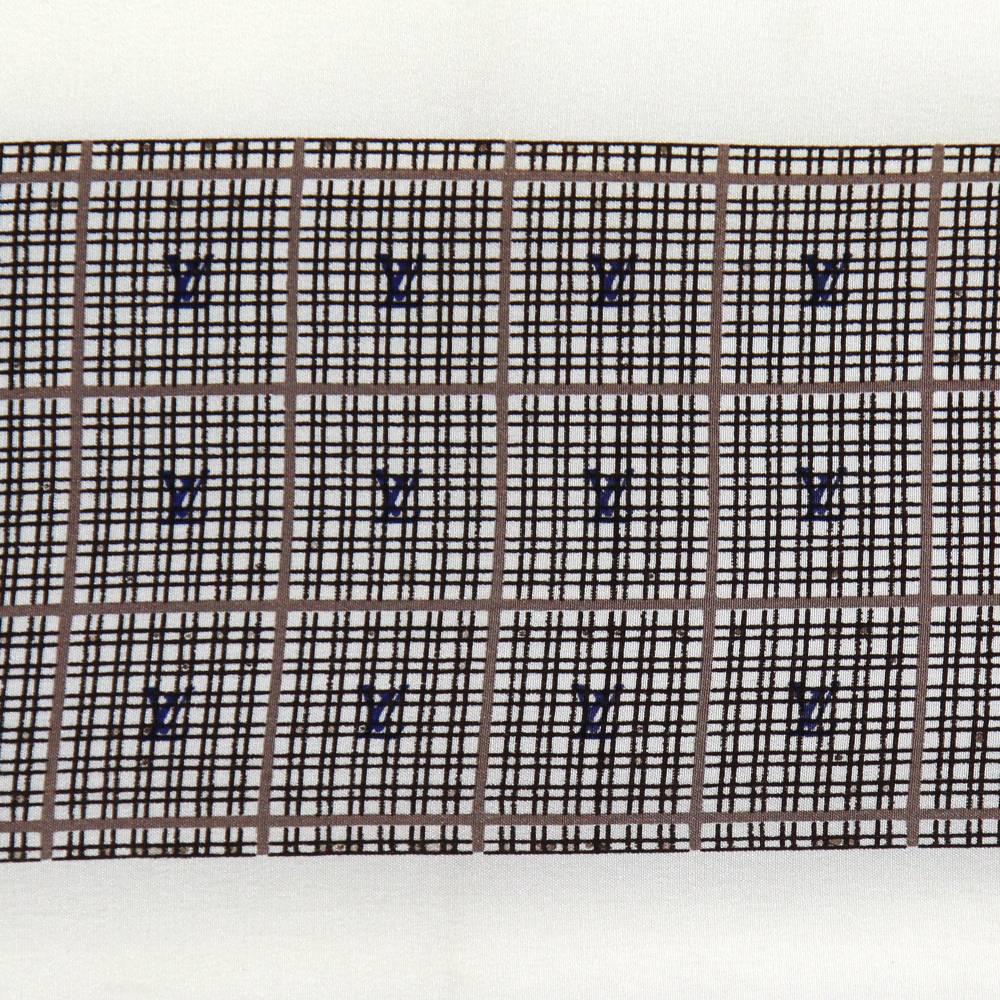 Gray 1990s Louis Vuitton Geometric Pattern Silk Scarf