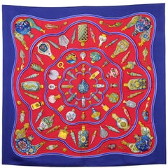 Hermès Multicolor Printed Silk Scarf, 1990s