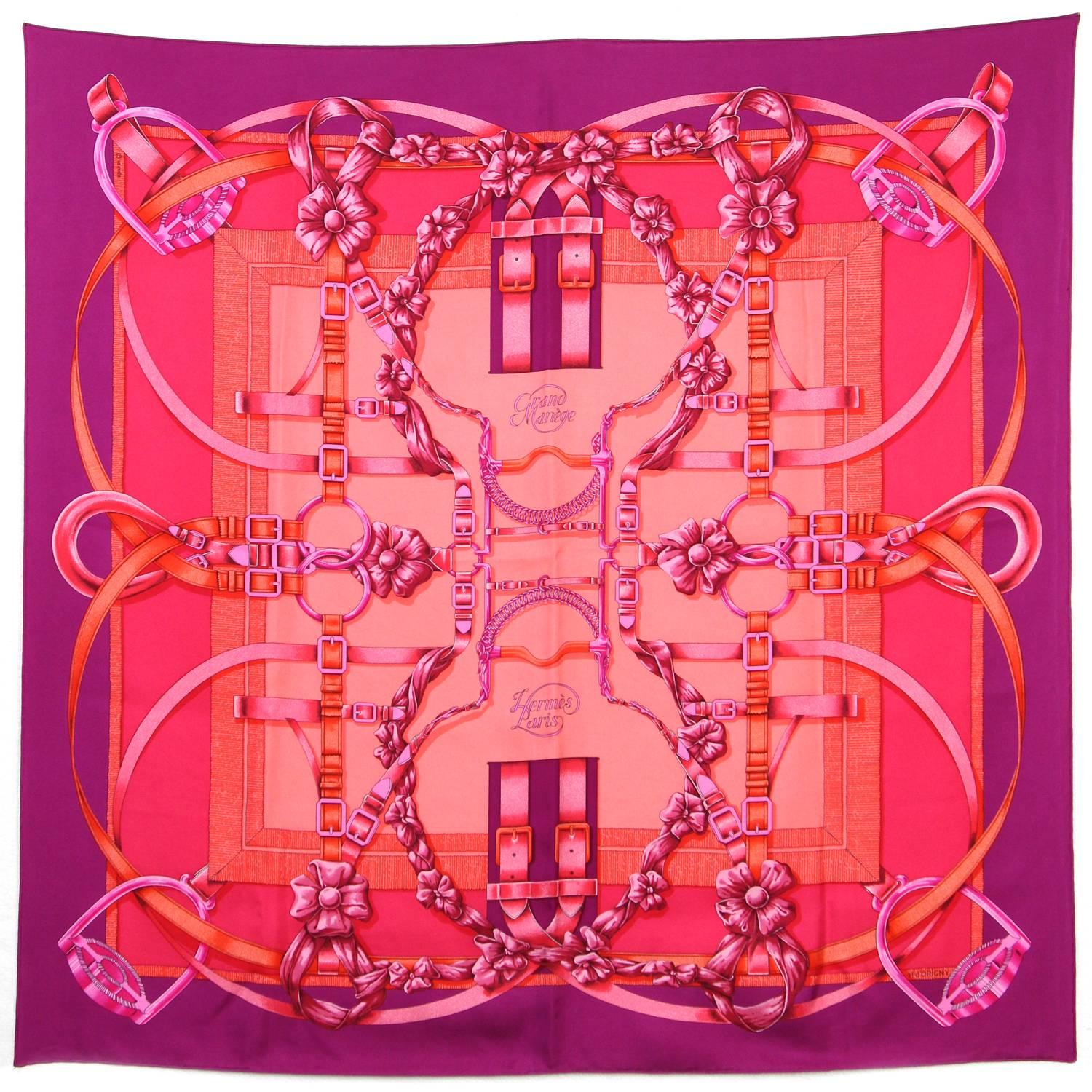 1990s Hermès Multicolor Printed Silk Scarf