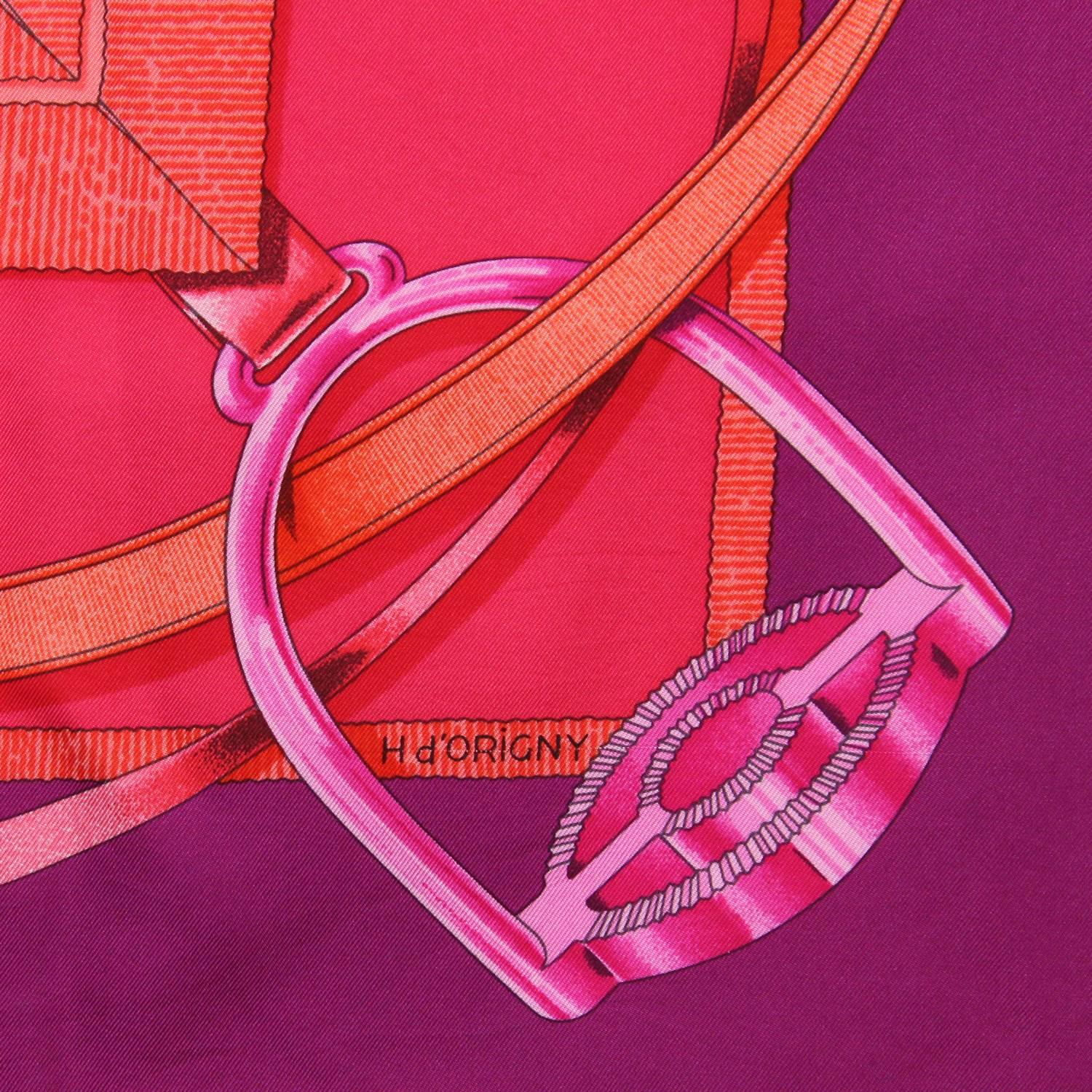 Pink 1990s Hermès Multicolor Printed Silk Scarf