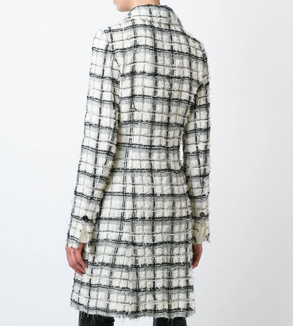 Gray Chanel Black and White Vintage Coat, 2000s