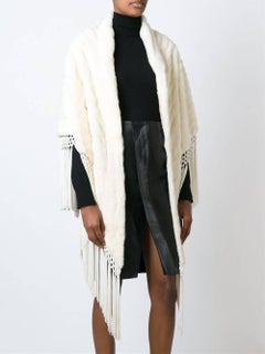 Fendi Ivory White Ermine Fur Vintage Cape, 1970s