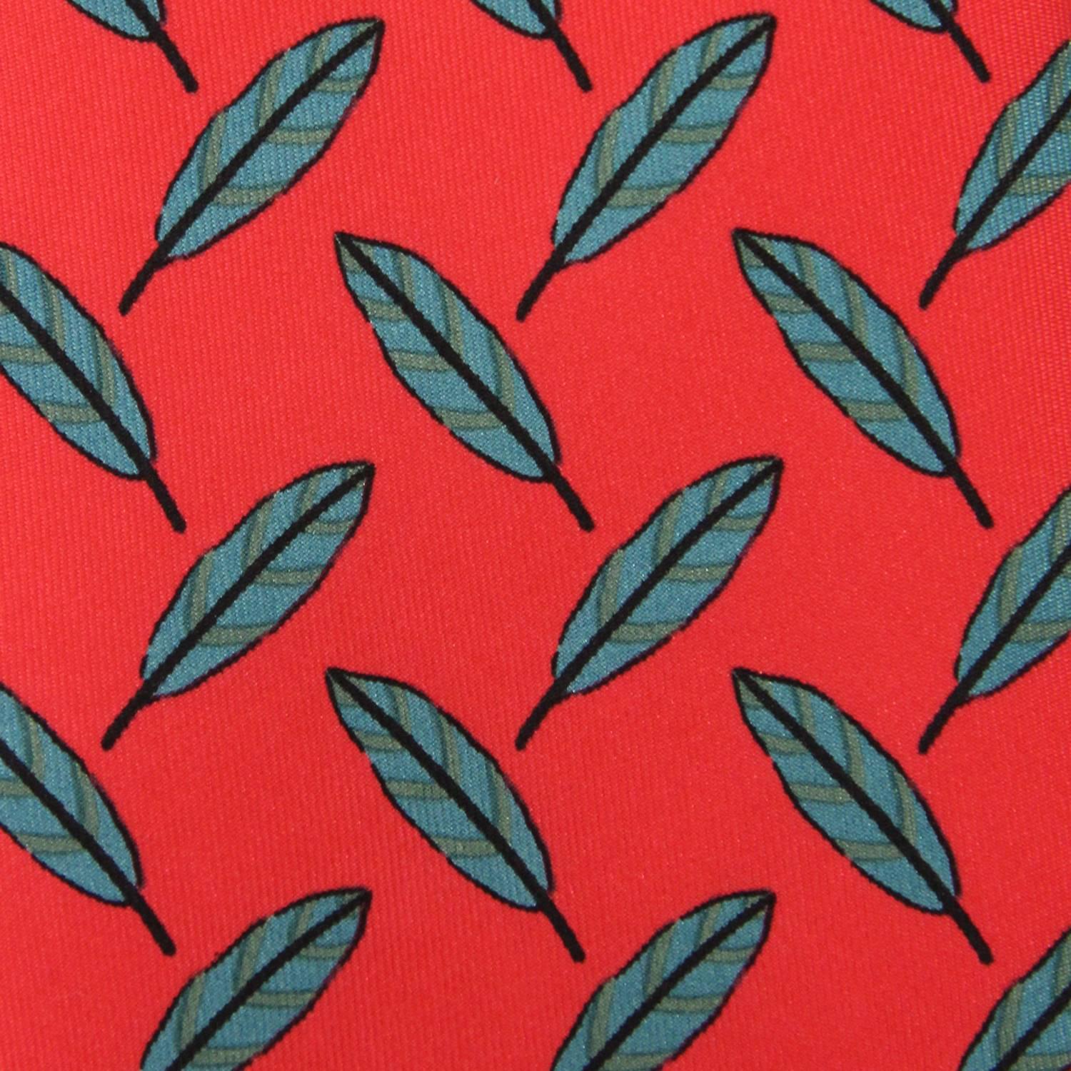 Red Hermès Multicolor Printed Silk Tie, 1990s