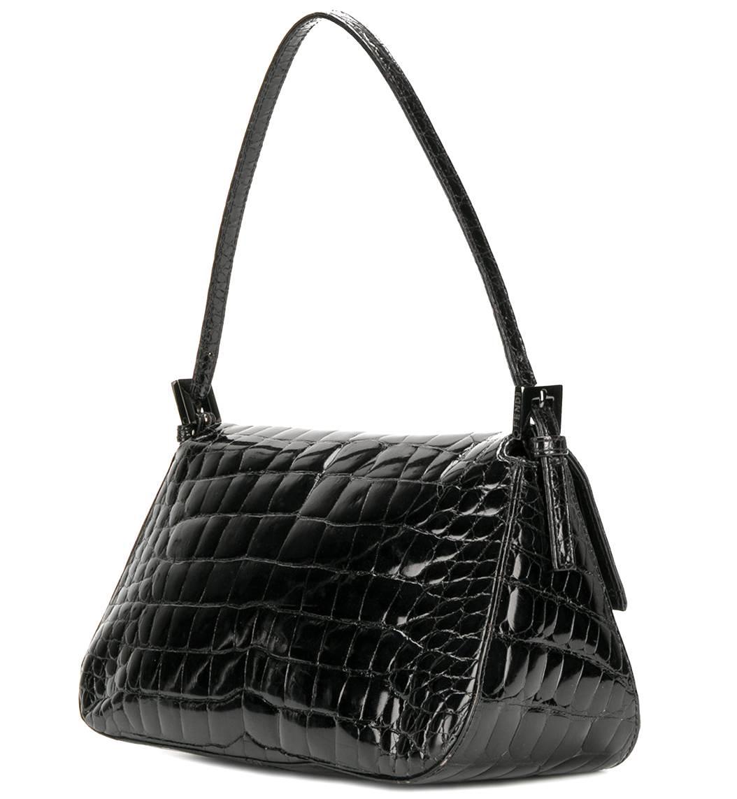 Women's Fendi Black Crocodile Leather Vintage Bag, 2000s