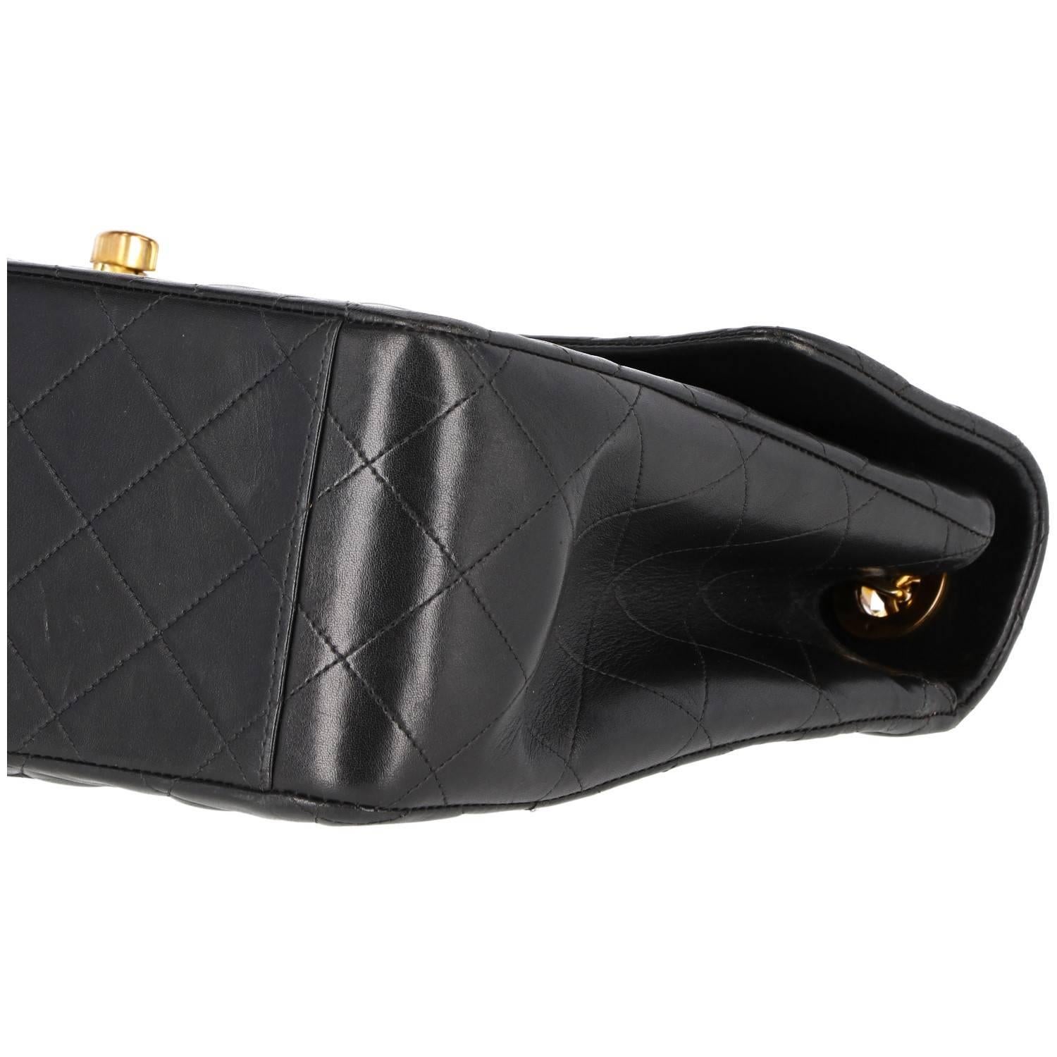 Chanel Años 80 Vintage Maxi Jumbo Bolso Cuero Negro 3
