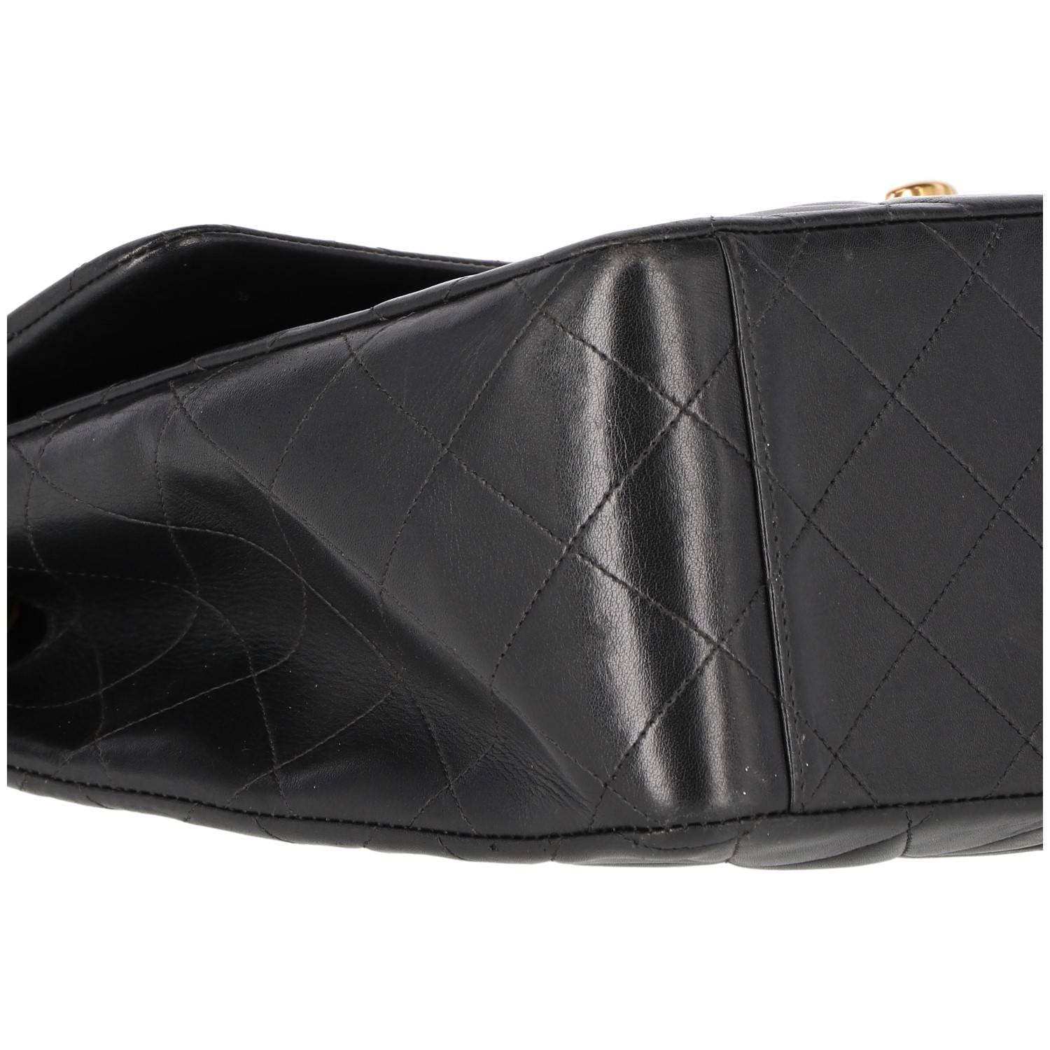 Chanel Años 80 Vintage Maxi Jumbo Bolso Cuero Negro 4