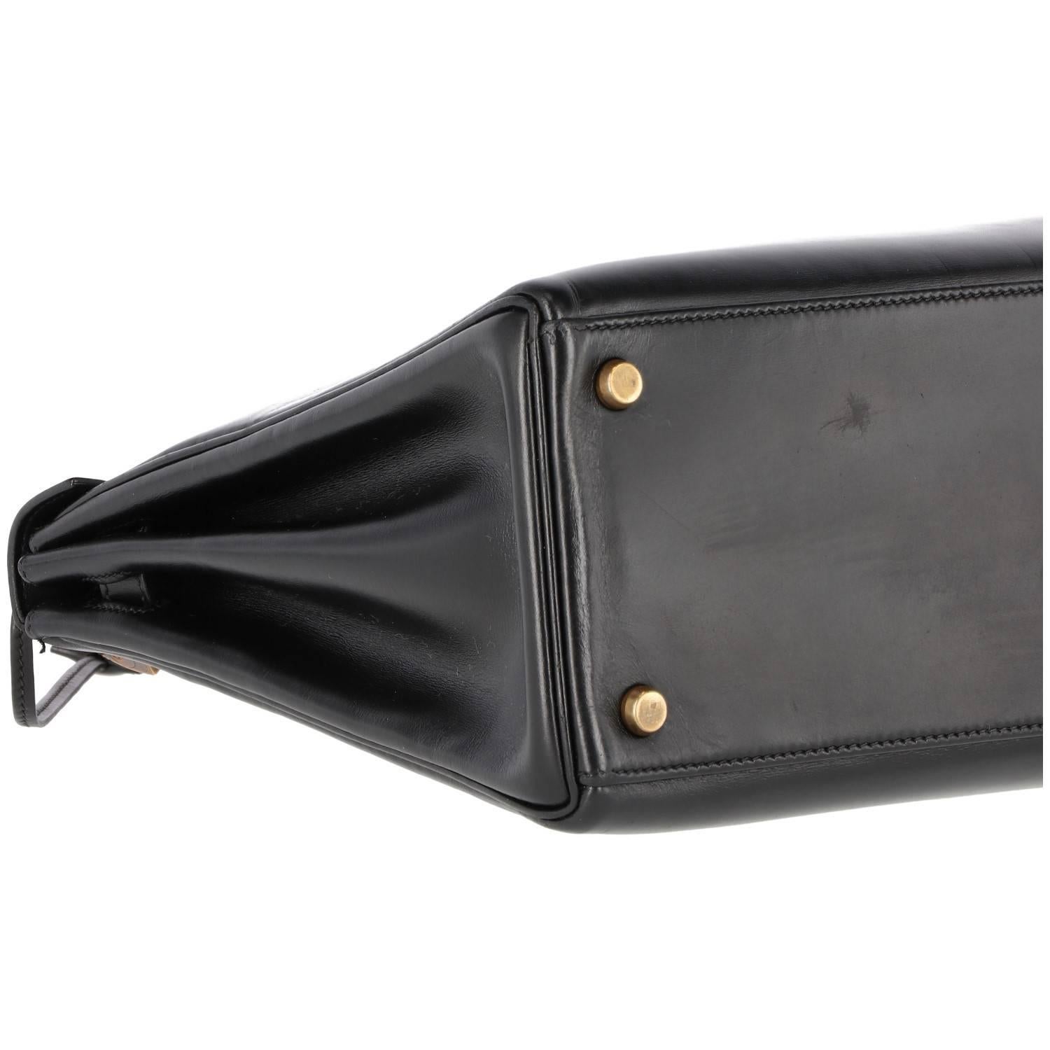 1980s Hermès Vintage Black Leather Kelly Bag 4