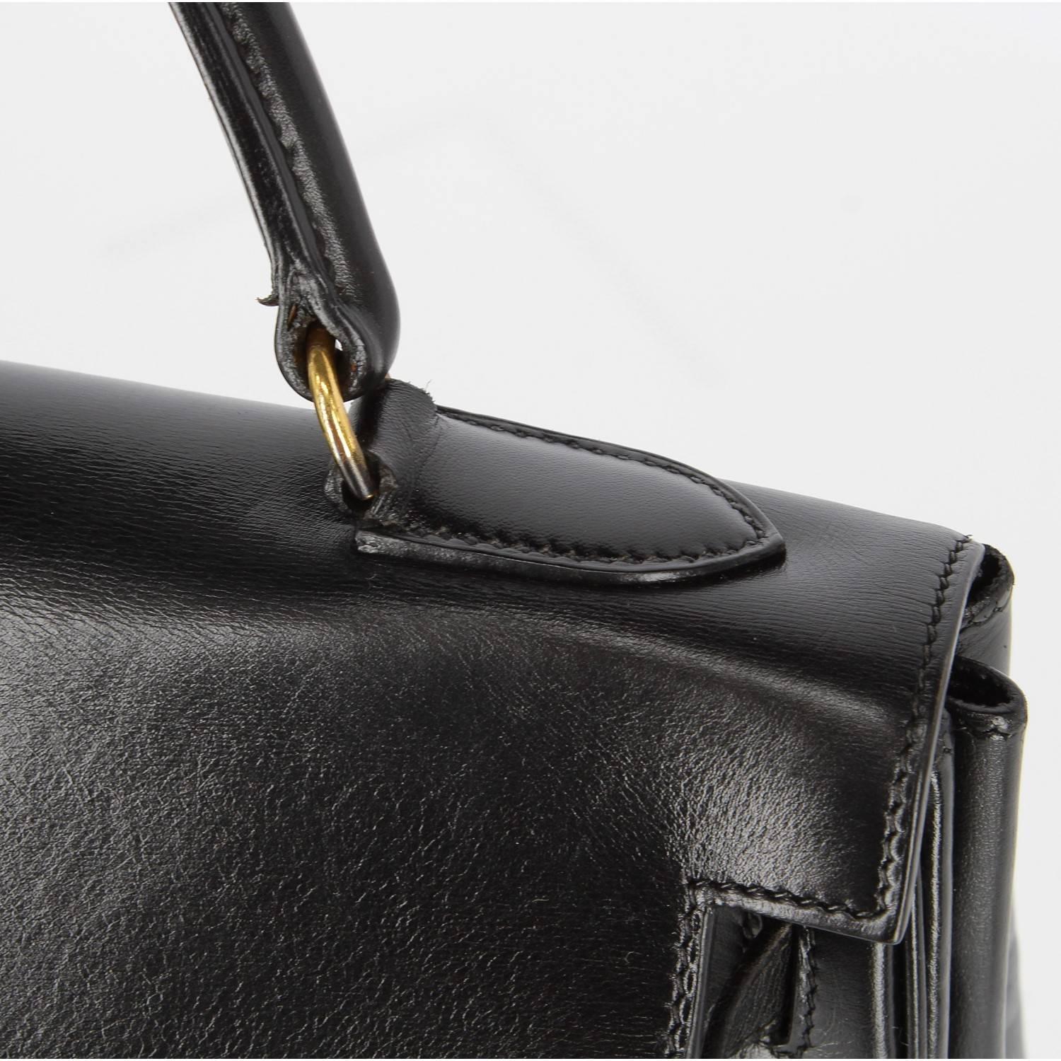 1980s Hermès Vintage Black Leather Kelly Bag 12