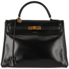1980s Hermès Vintage Black Leather Kelly Bag
