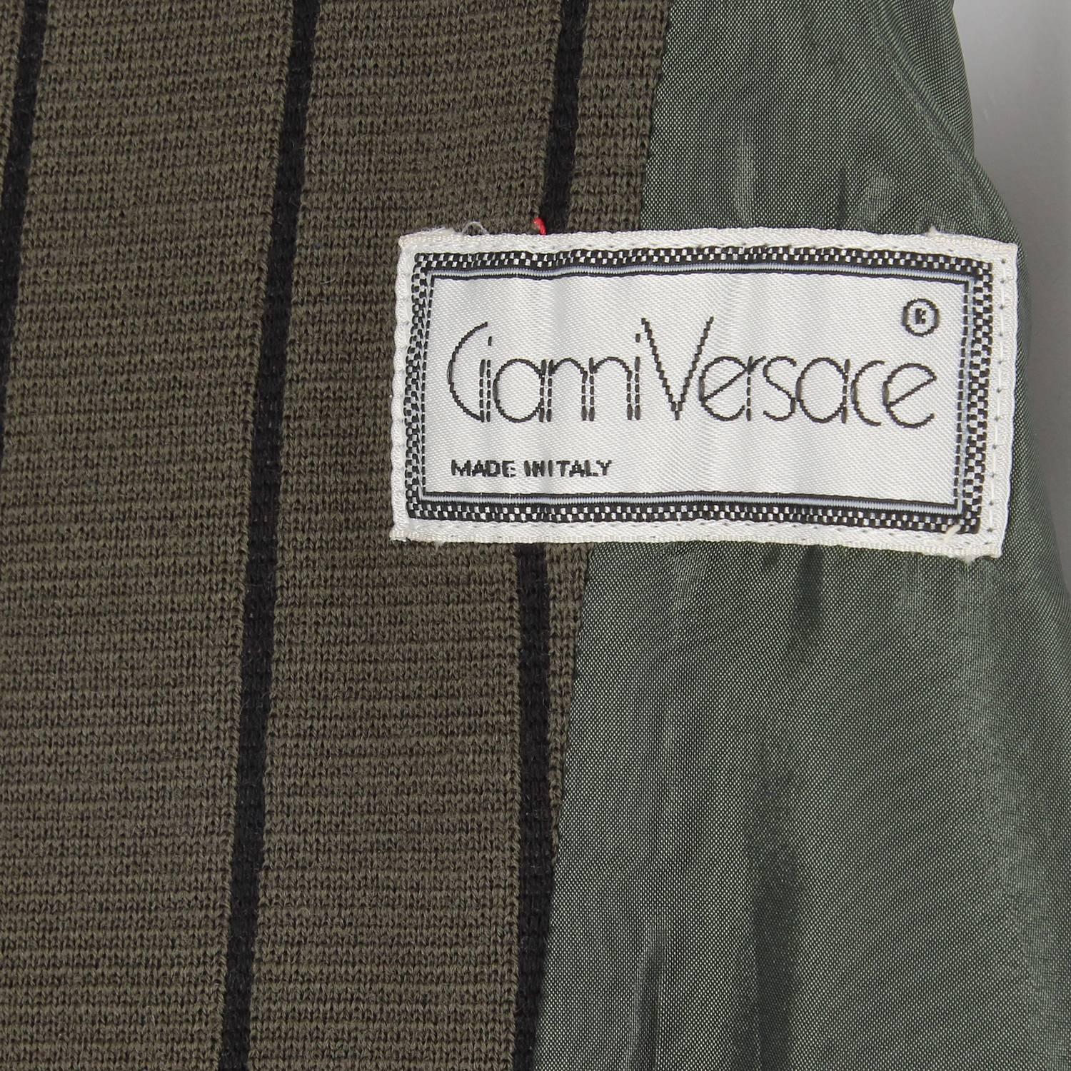 1980s Versace Vintage Military Green Jacket 2