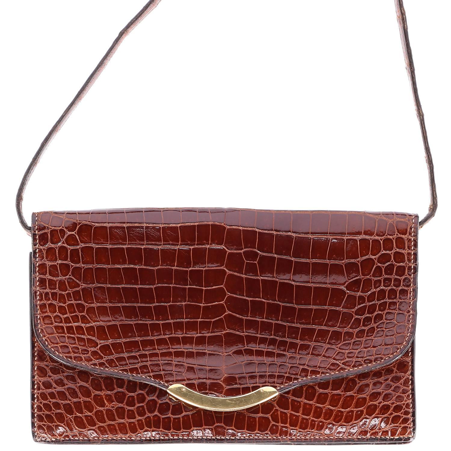 1970s Hermès Vintage Crocodile Leather Crossbody Bag