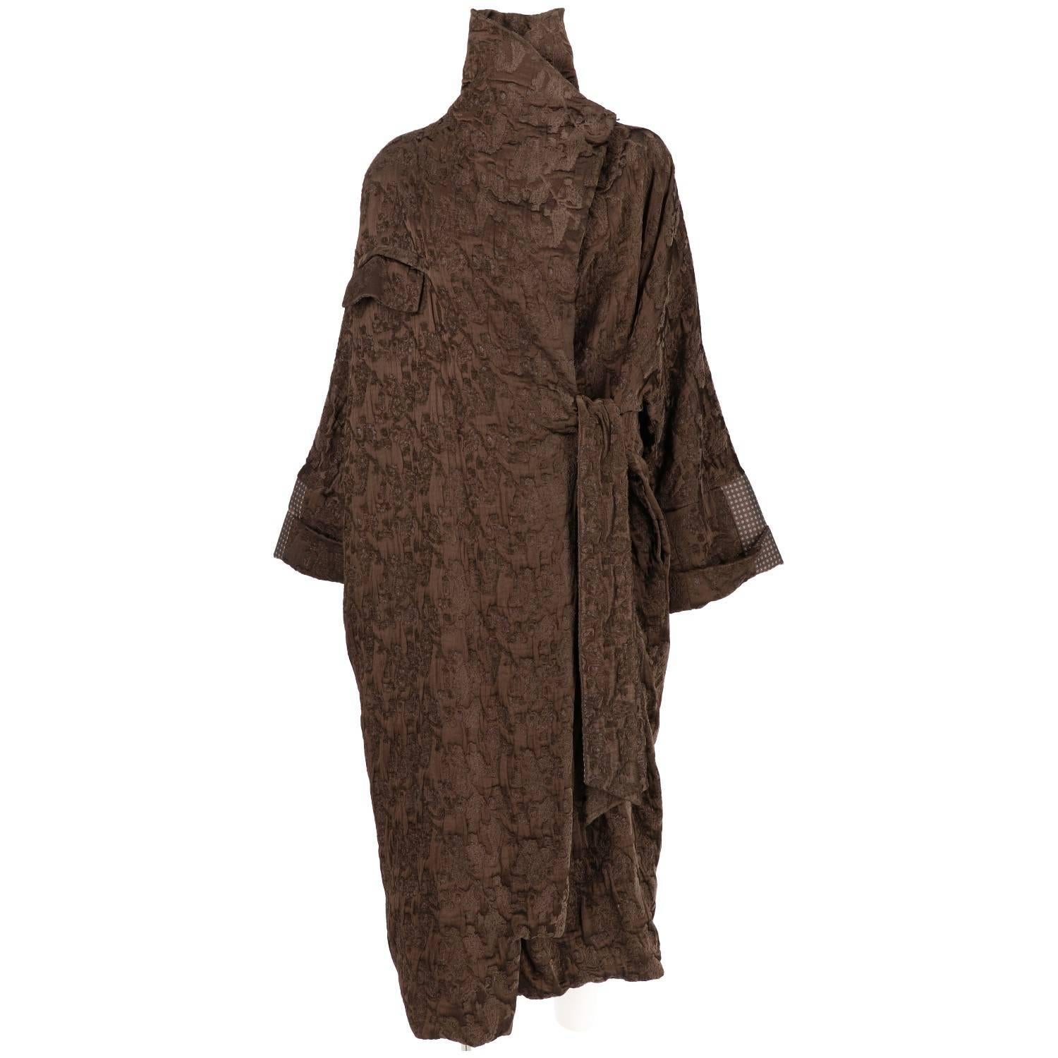 2000s Antonio Marras Brown Jacquard Vintage Overcoat