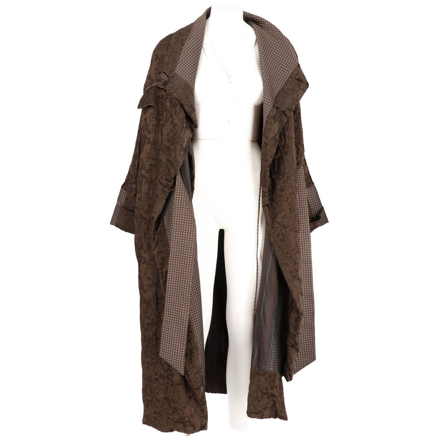 2000s Antonio Marras Brown Jacquard Vintage Overcoat 3