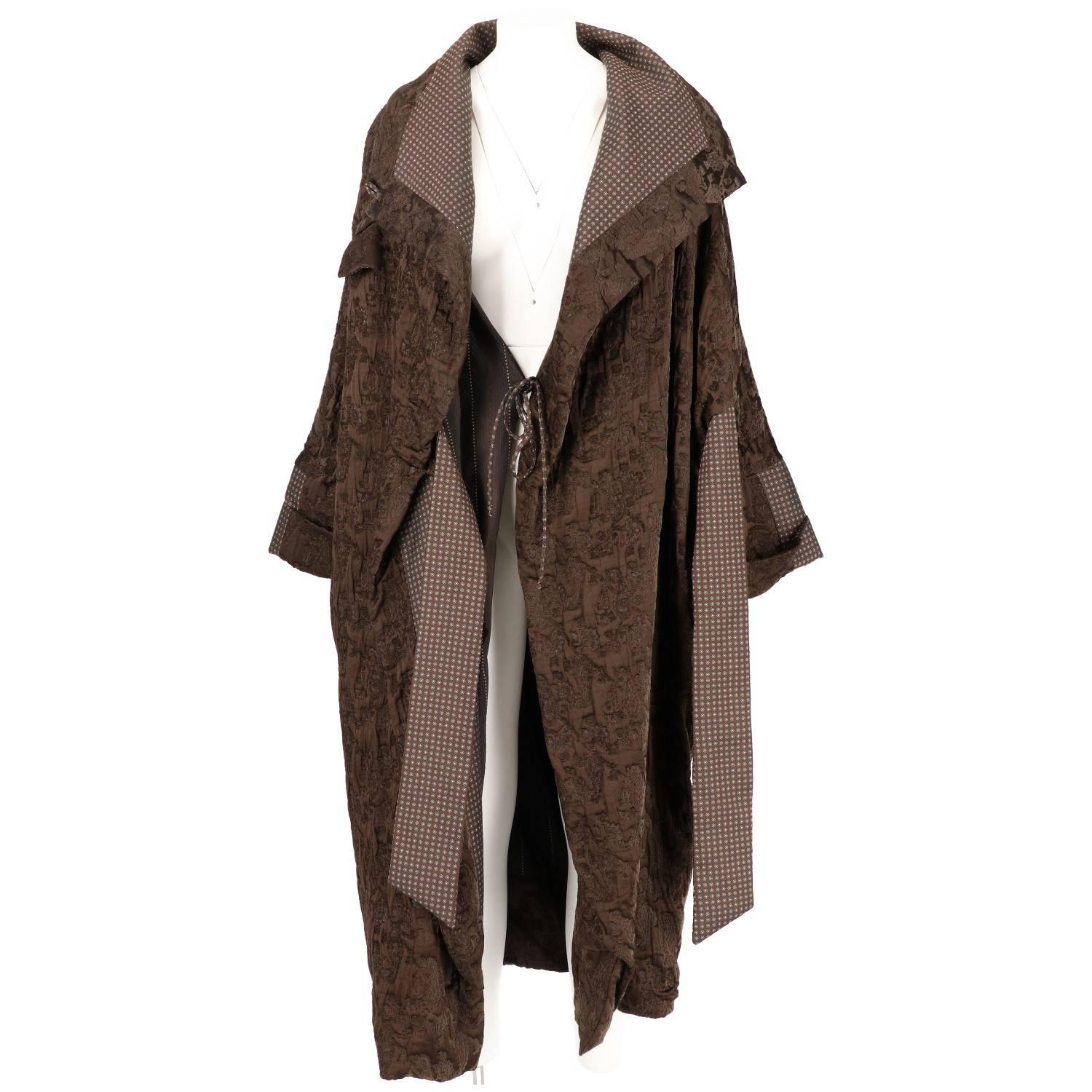 2000s Antonio Marras Brown Jacquard Vintage Overcoat 1