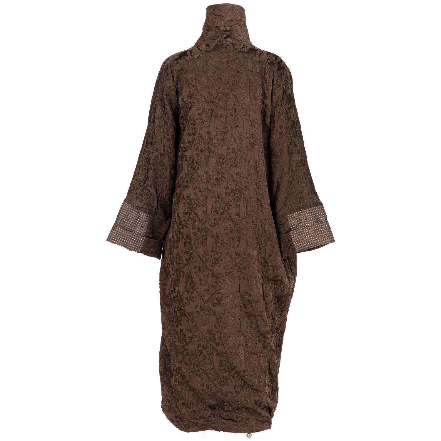 Black 2000s Antonio Marras Brown Jacquard Vintage Overcoat