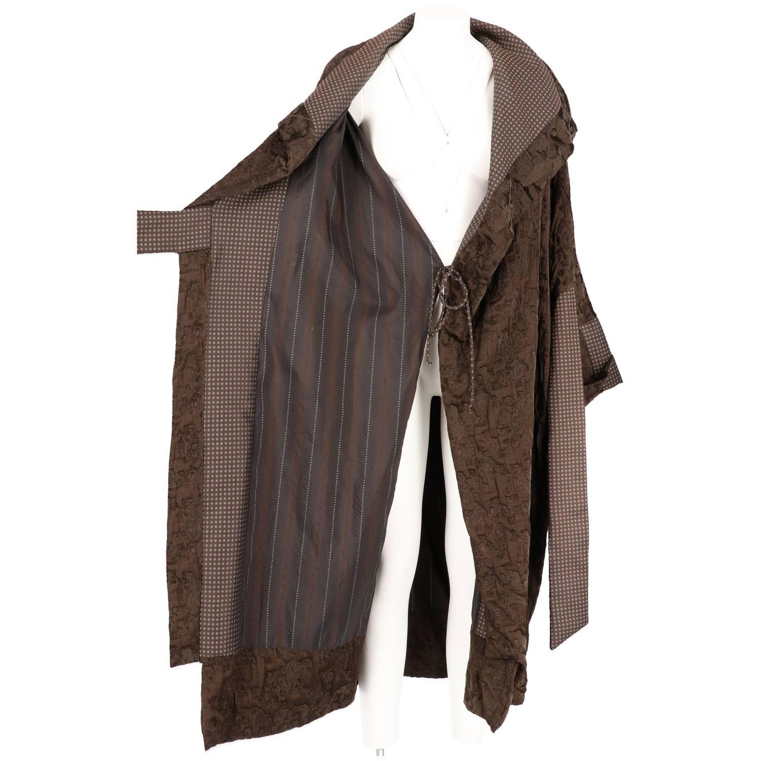 2000s Antonio Marras Brown Jacquard Vintage Overcoat 2