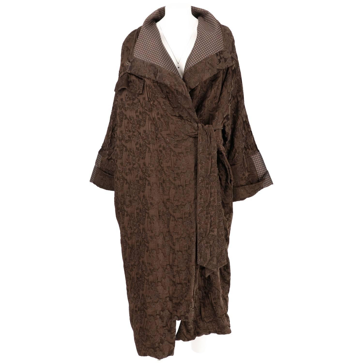 Women's 2000s Antonio Marras Brown Jacquard Vintage Overcoat