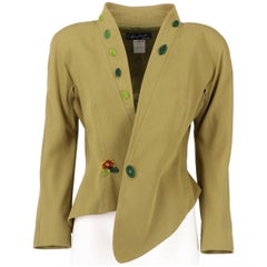 1980s Thierry Mugler Green Beaded Vintage Jacket