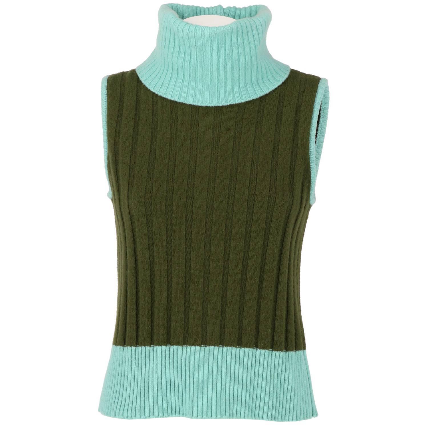 1990s Gianni Versace Green Knitted Vintage Top