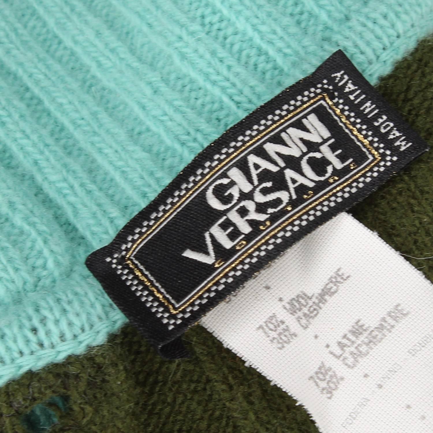 1990s Gianni Versace Green Knitted Vintage Top 2