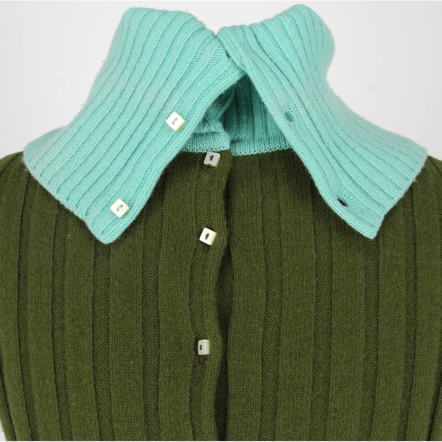 1990s Gianni Versace Green Knitted Vintage Top 1