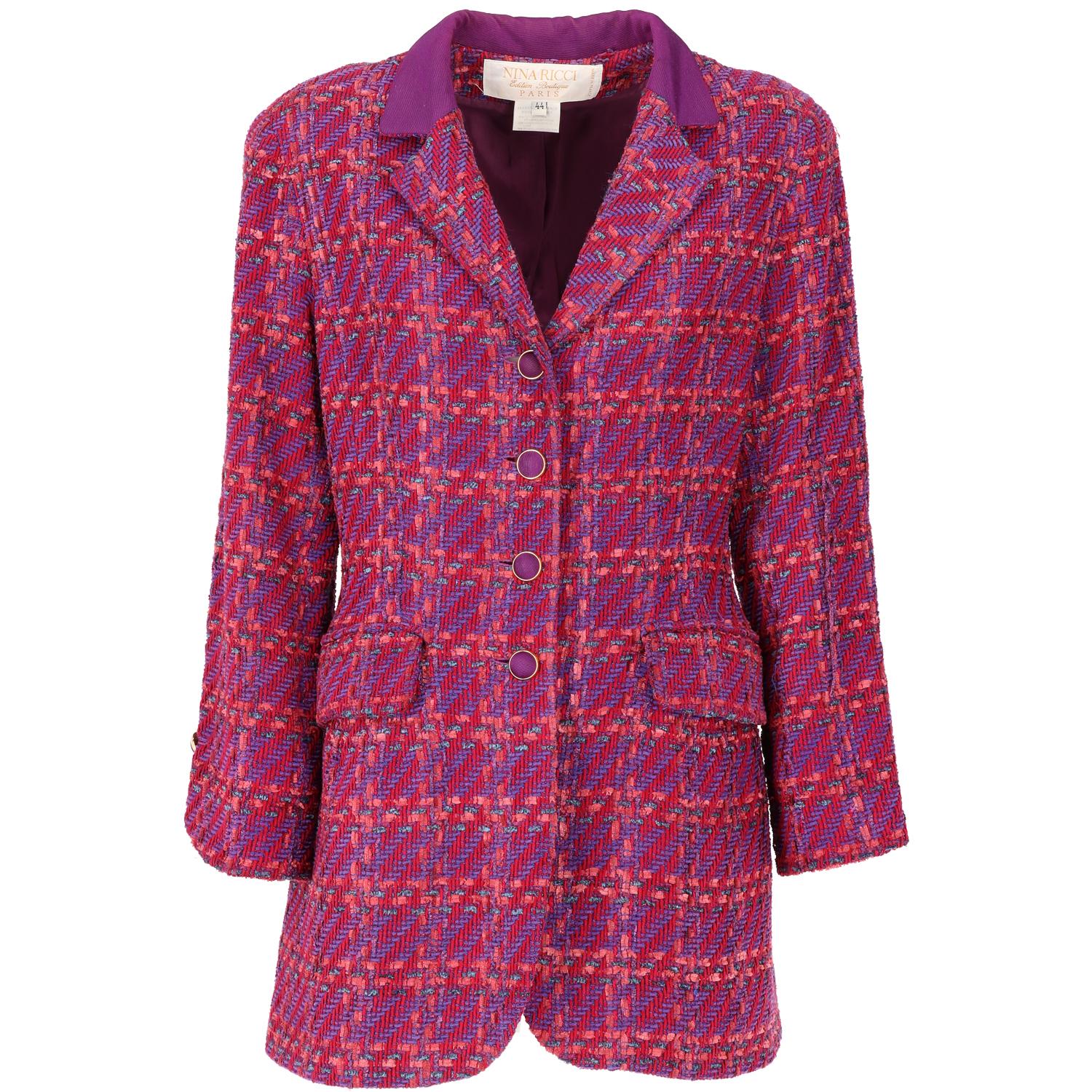1980s Nina Ricci Purple Wool Vintage Jacket