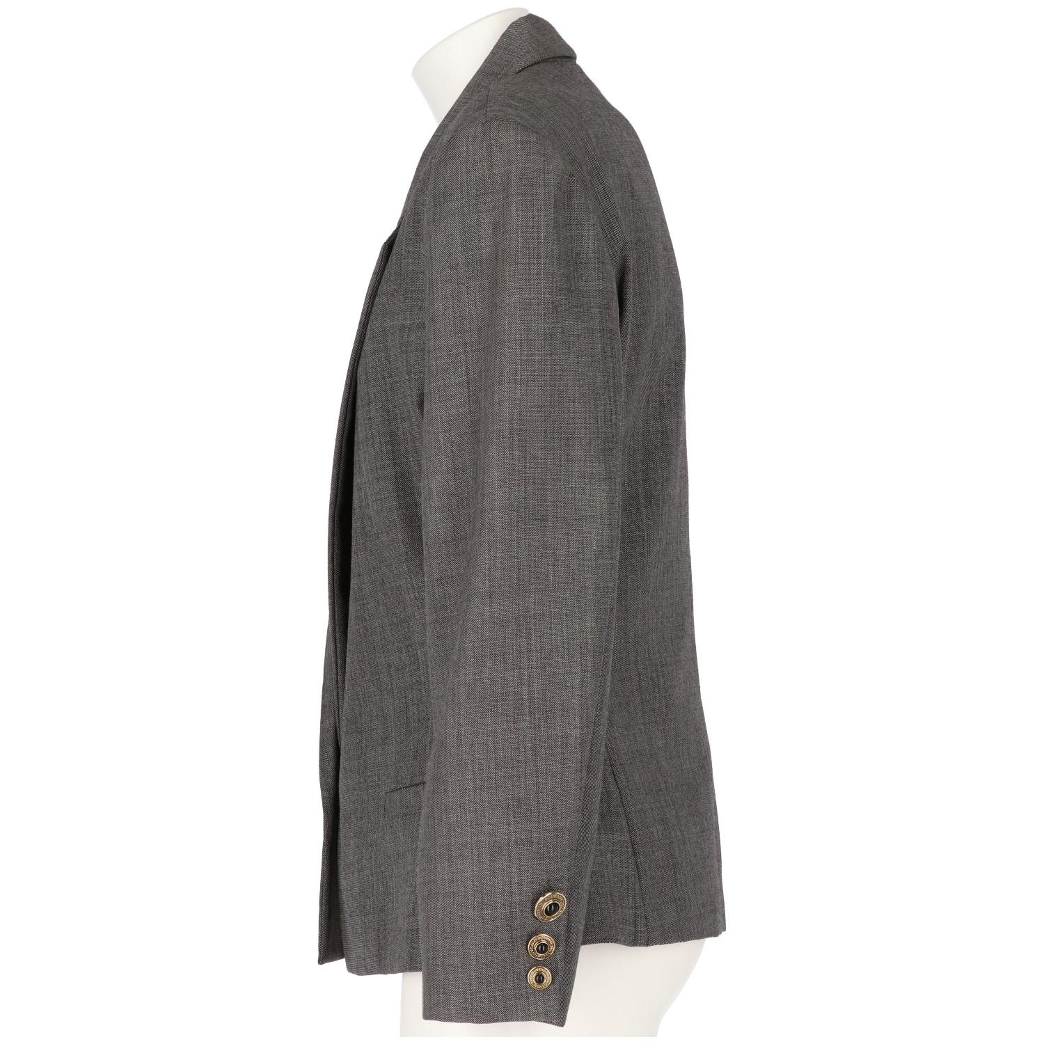Black 1980s Gianni Versace Grey Wool Vintage Jacket