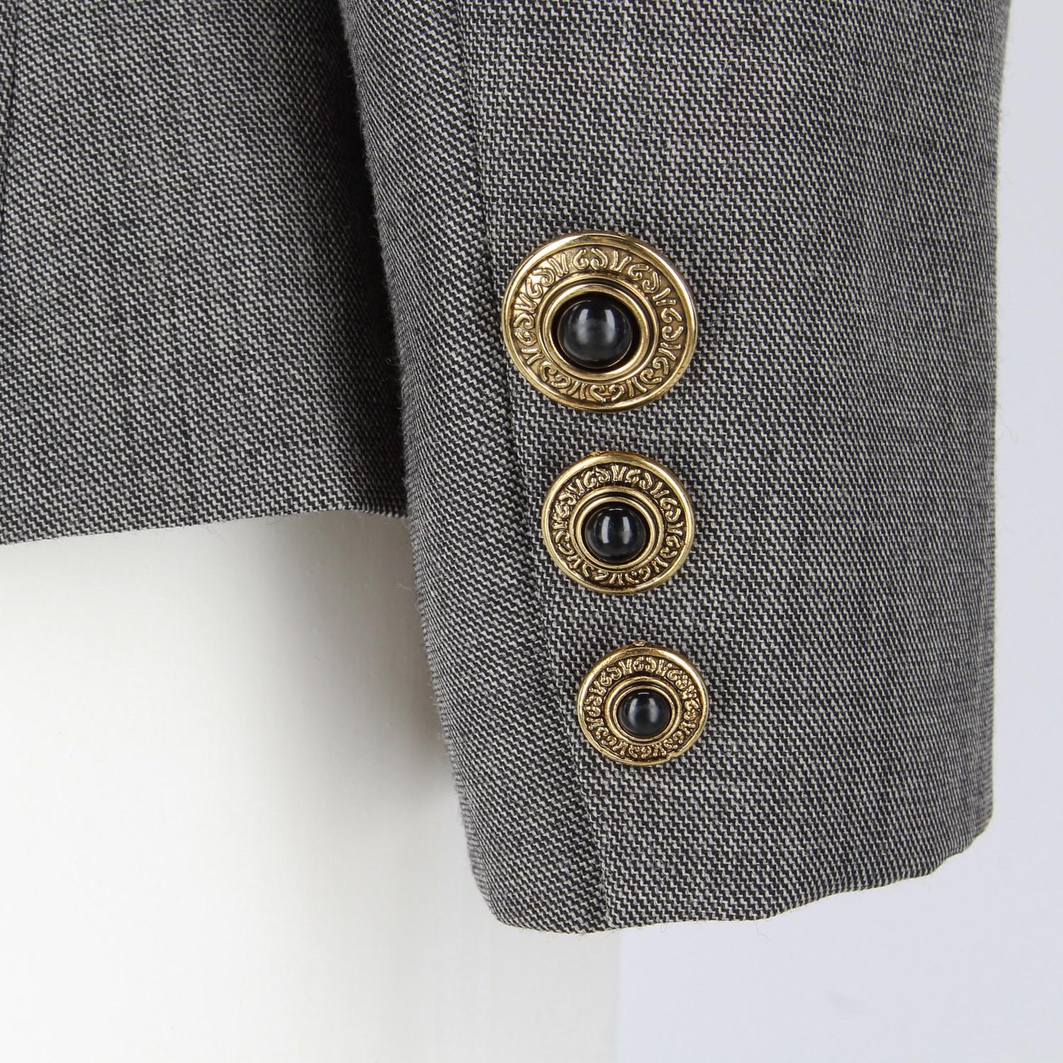 Women's 1980s Gianni Versace Grey Wool Vintage Jacket