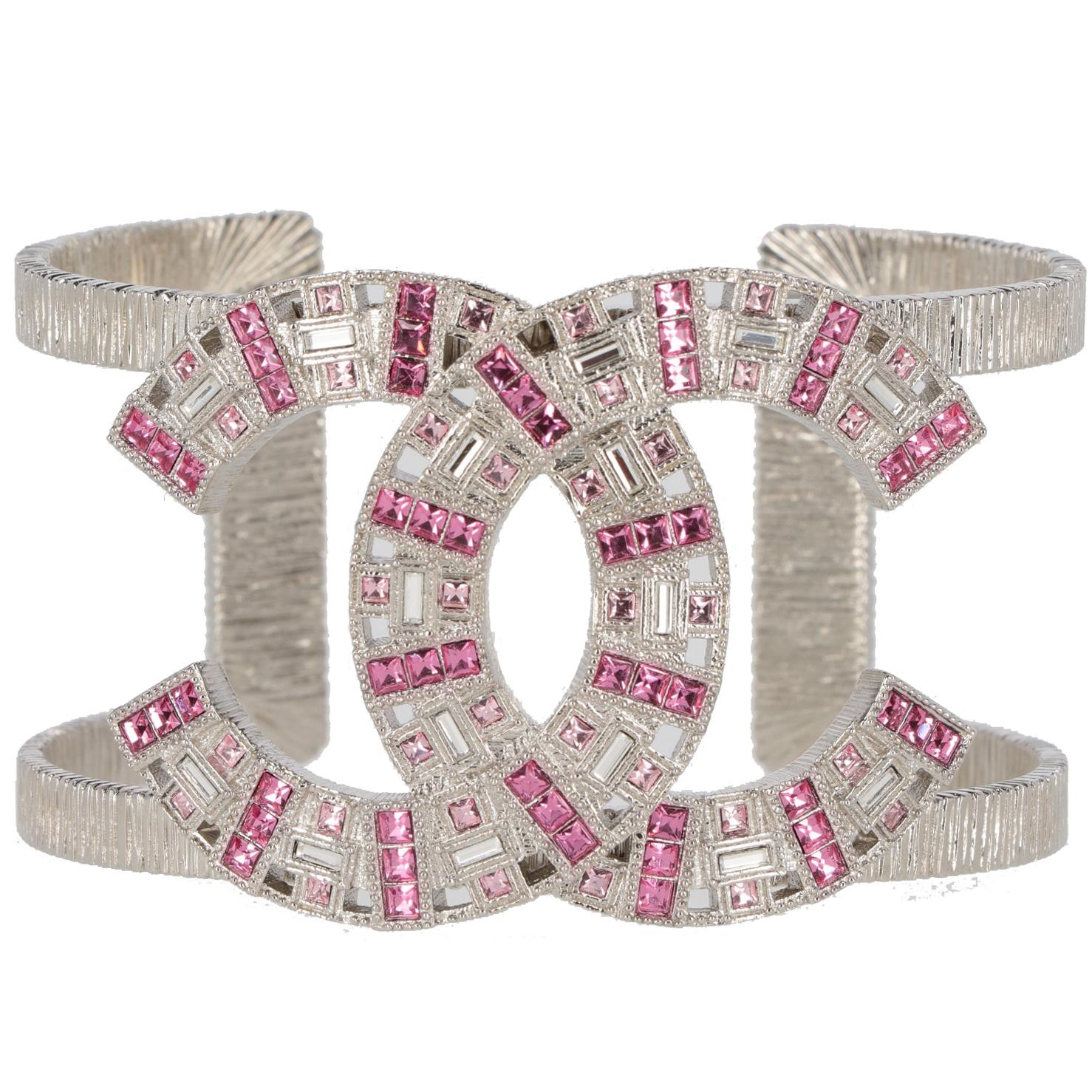 Chanel fuchsia pink glasses logo bracelet 