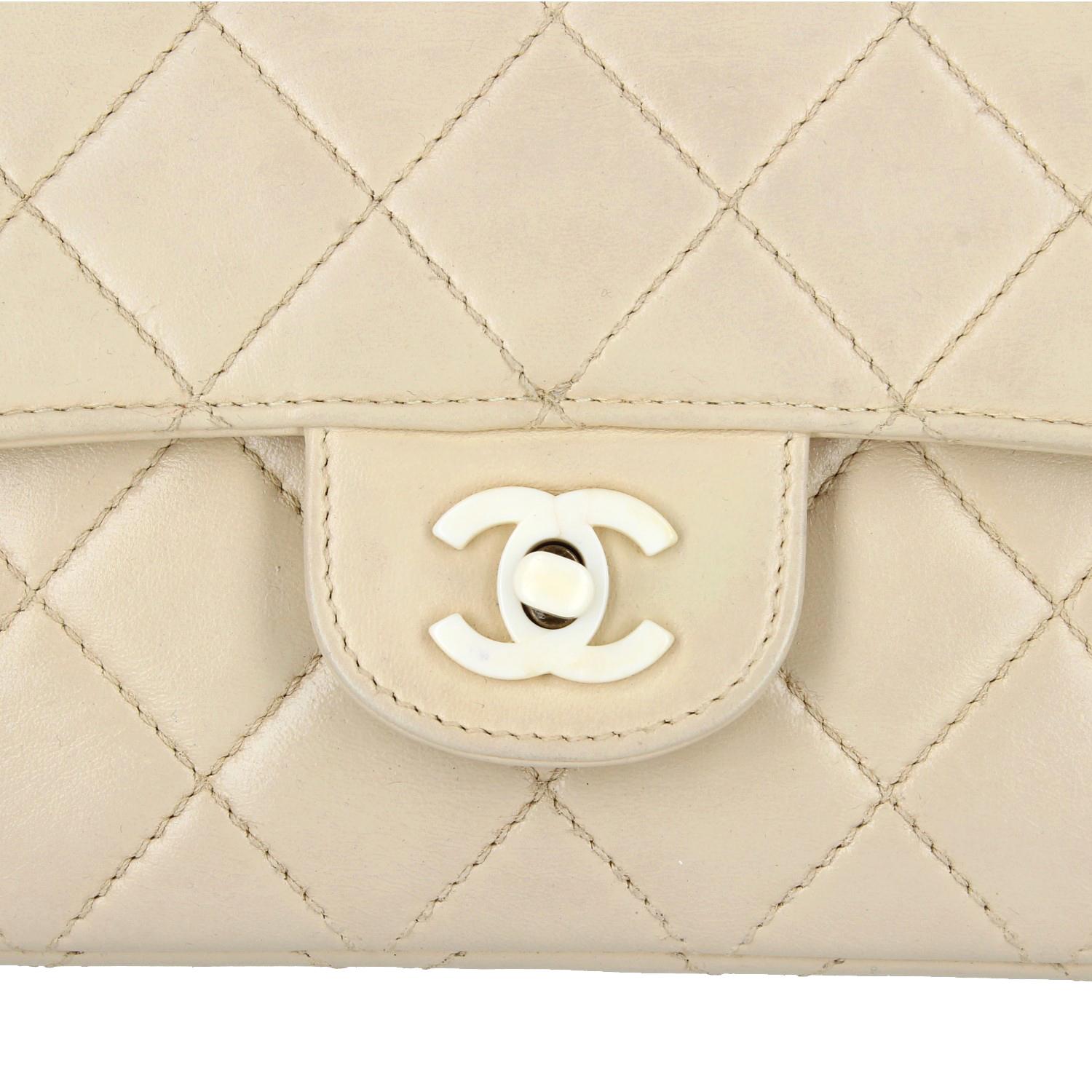 1990s Chanel beige leather bag  10