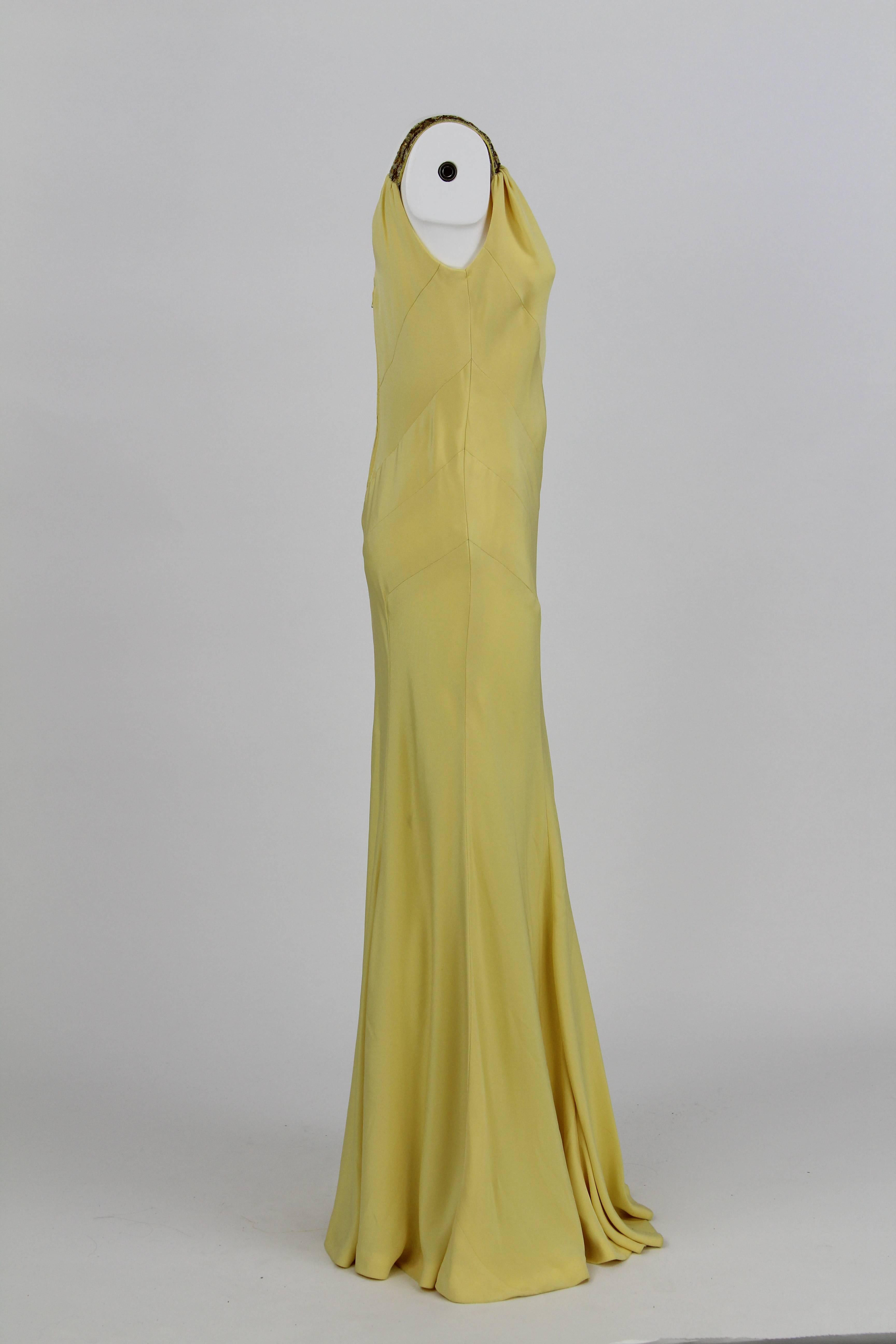 1980S Artisanal Yellow Long Dress In Good Condition In Lugo (RA), IT