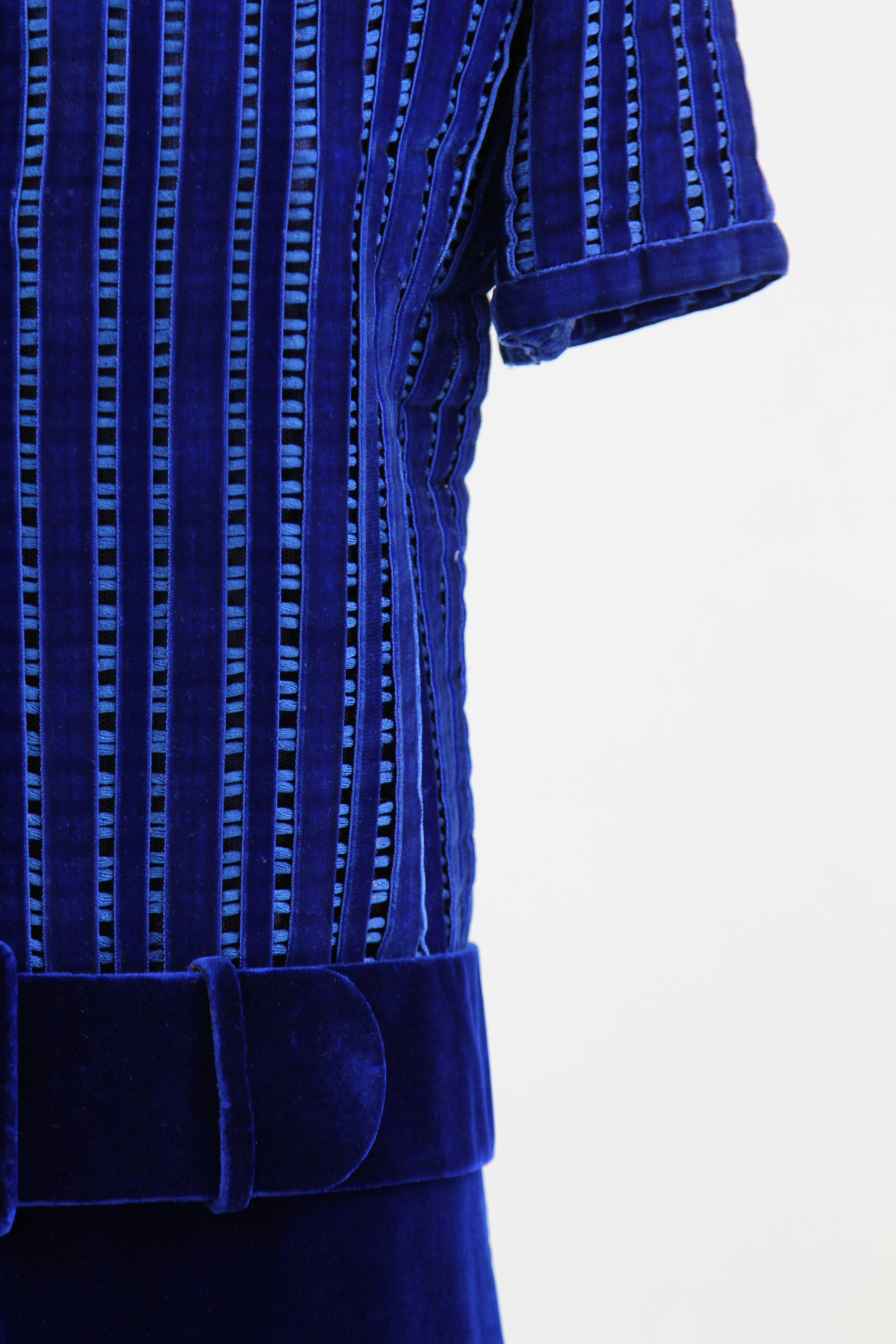 Women's 1960s Lancetti Blue Velvet Dress