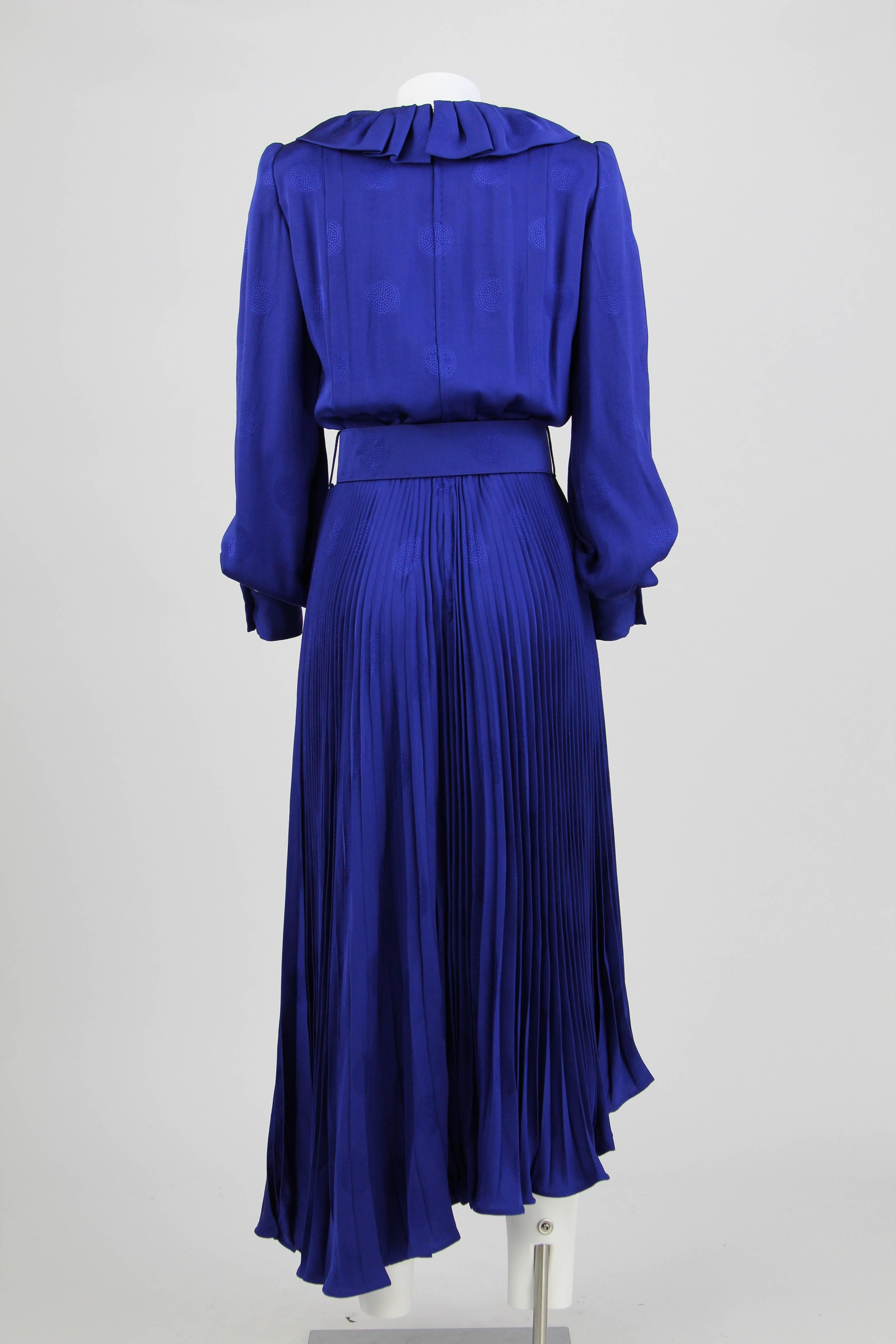 1980s André Laug Blue Silk Draped Dress In Good Condition In Lugo (RA), IT