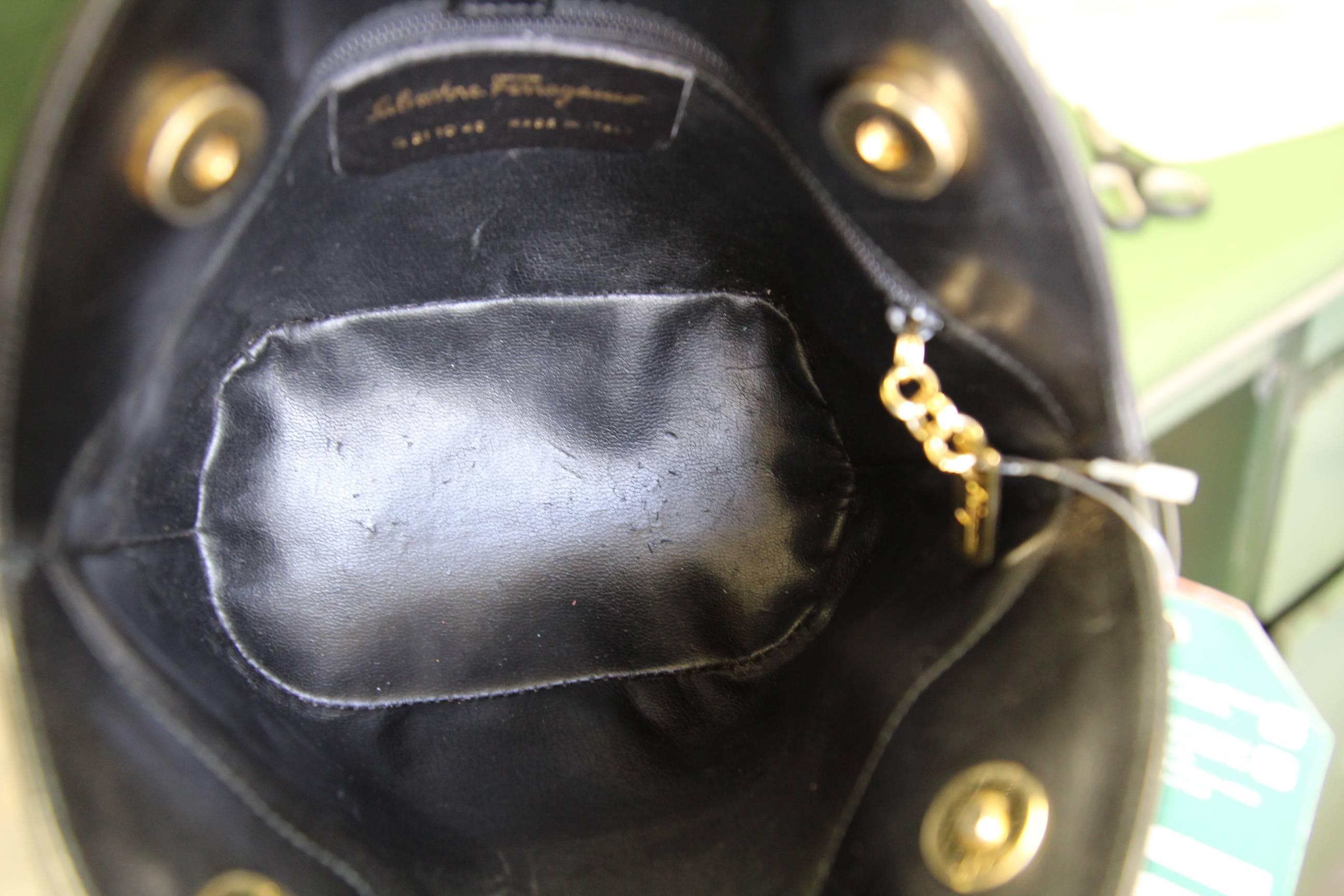 1980s Salvatore Ferragamo Black Leather Shoulderbag 3