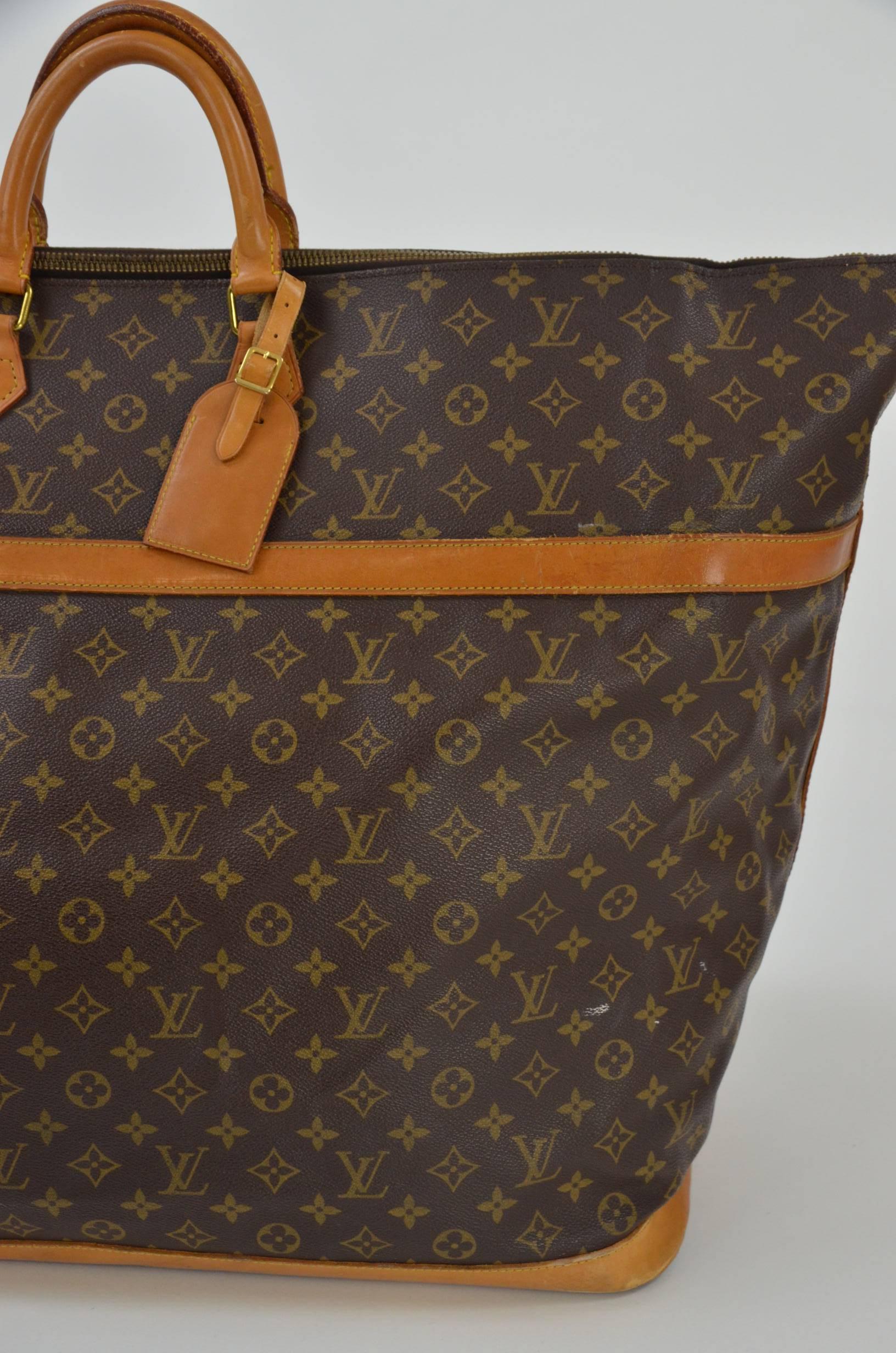 Brown 1980s Louis Vuitton Monogram Leather Holdall