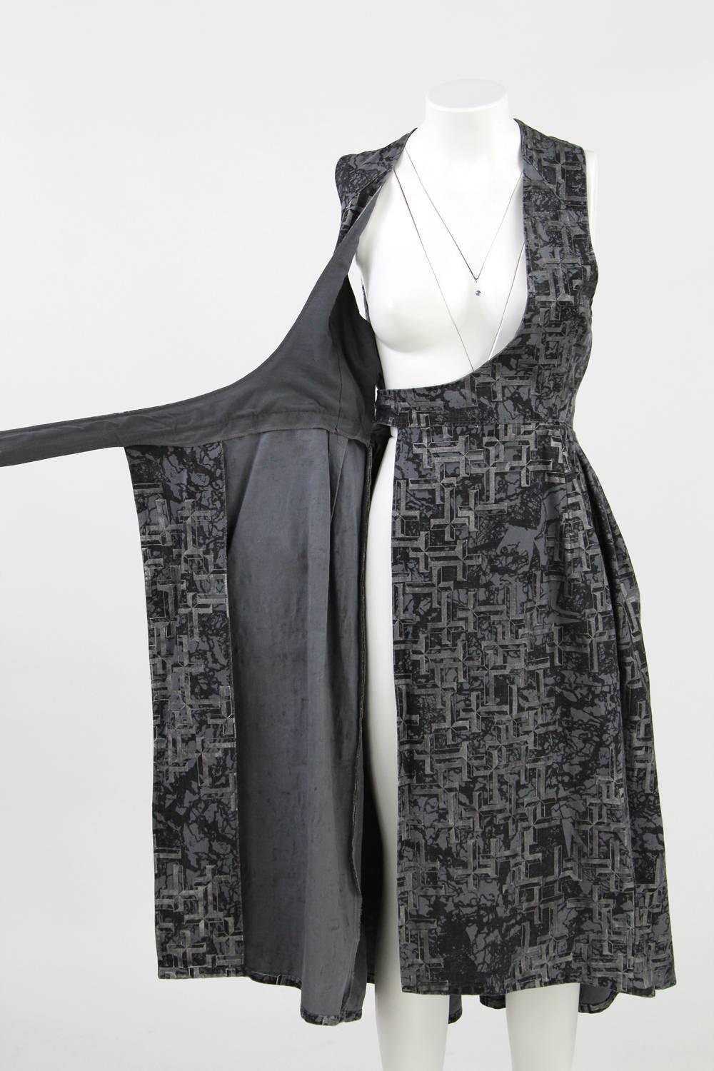Black 1980s Sue Clowes Cotton Wrap-Around Dress