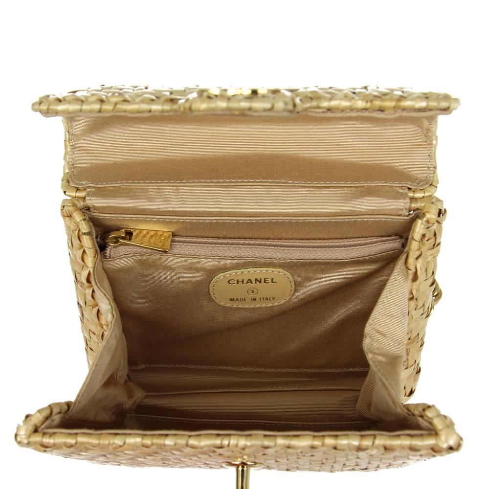 Beige 2000s Chanel Rattan Mini Flap Bag