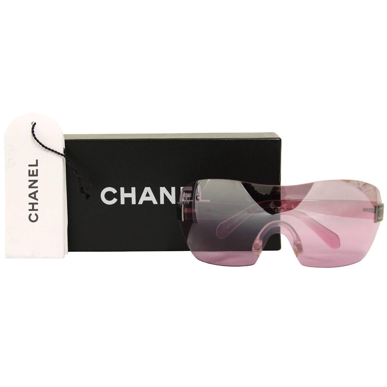 Women's 2000s Chanel Transparent Pink Sunglasses