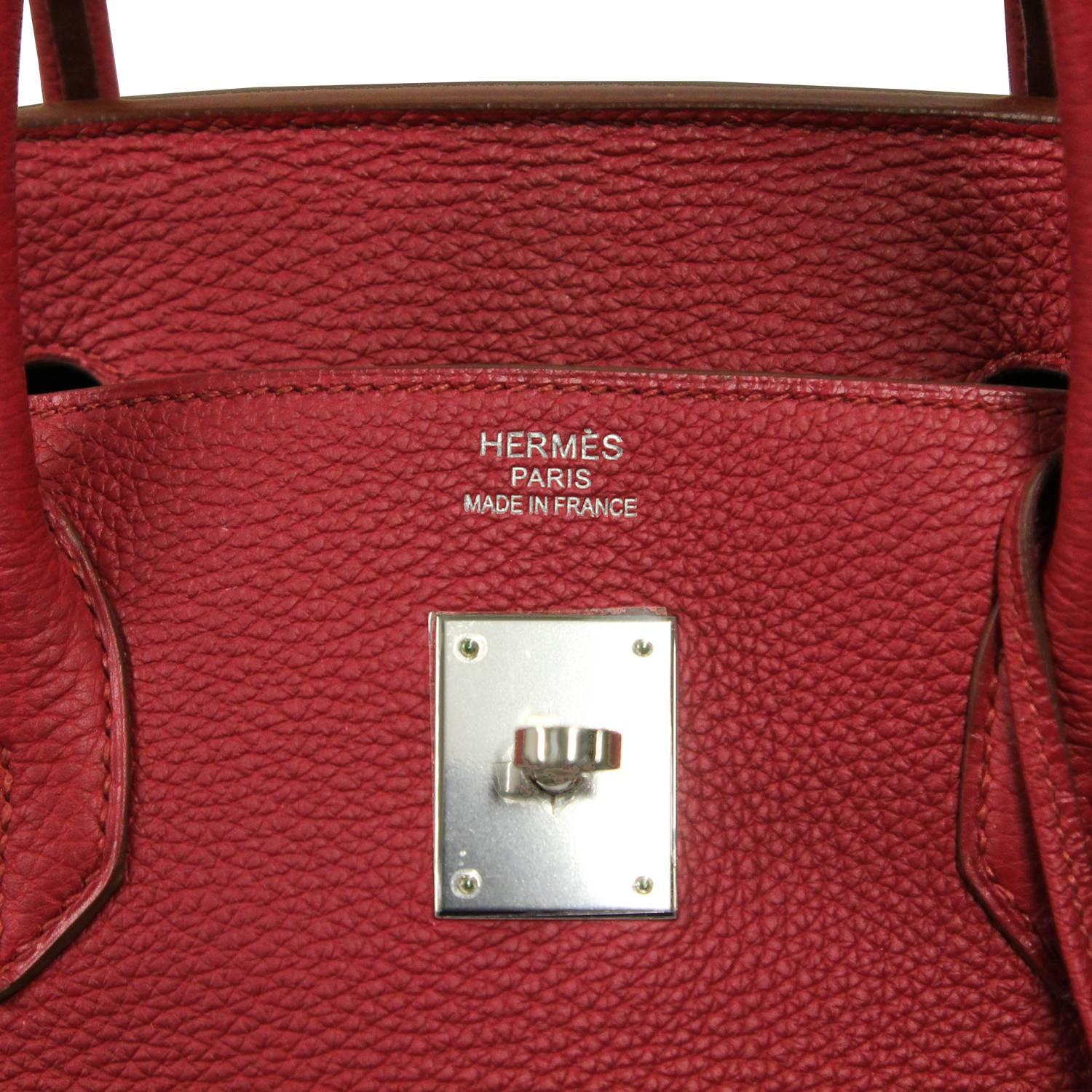2000s Hermès Clemence Rubis Leather Birkin Bag 40cm 2