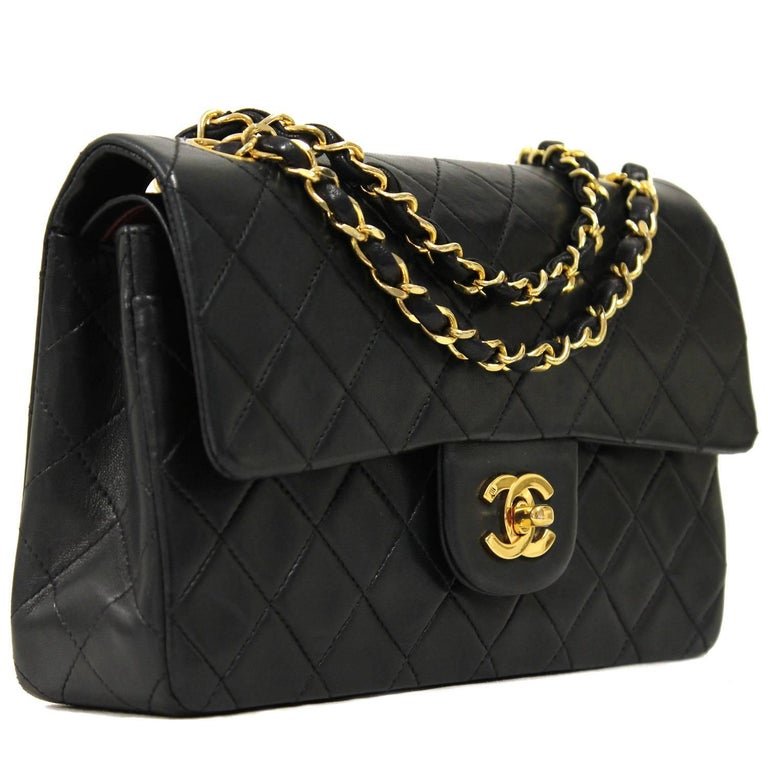 Chanel Black Leather 2.55 Bag 23 cm, 1980s For Sale at 1stdibs