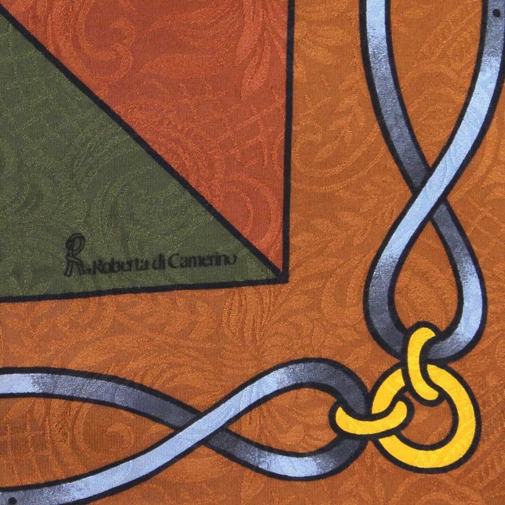 Brown 1990s Roberta di Camerino Multicolor Printed Silk Scarf