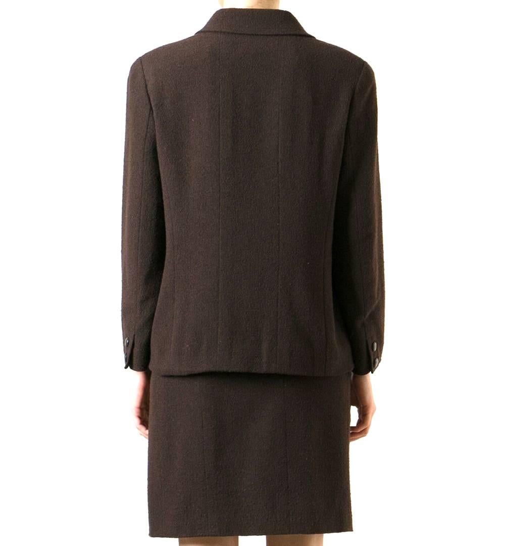 Black Chanel Brown Wool Vintage Suit, 1990